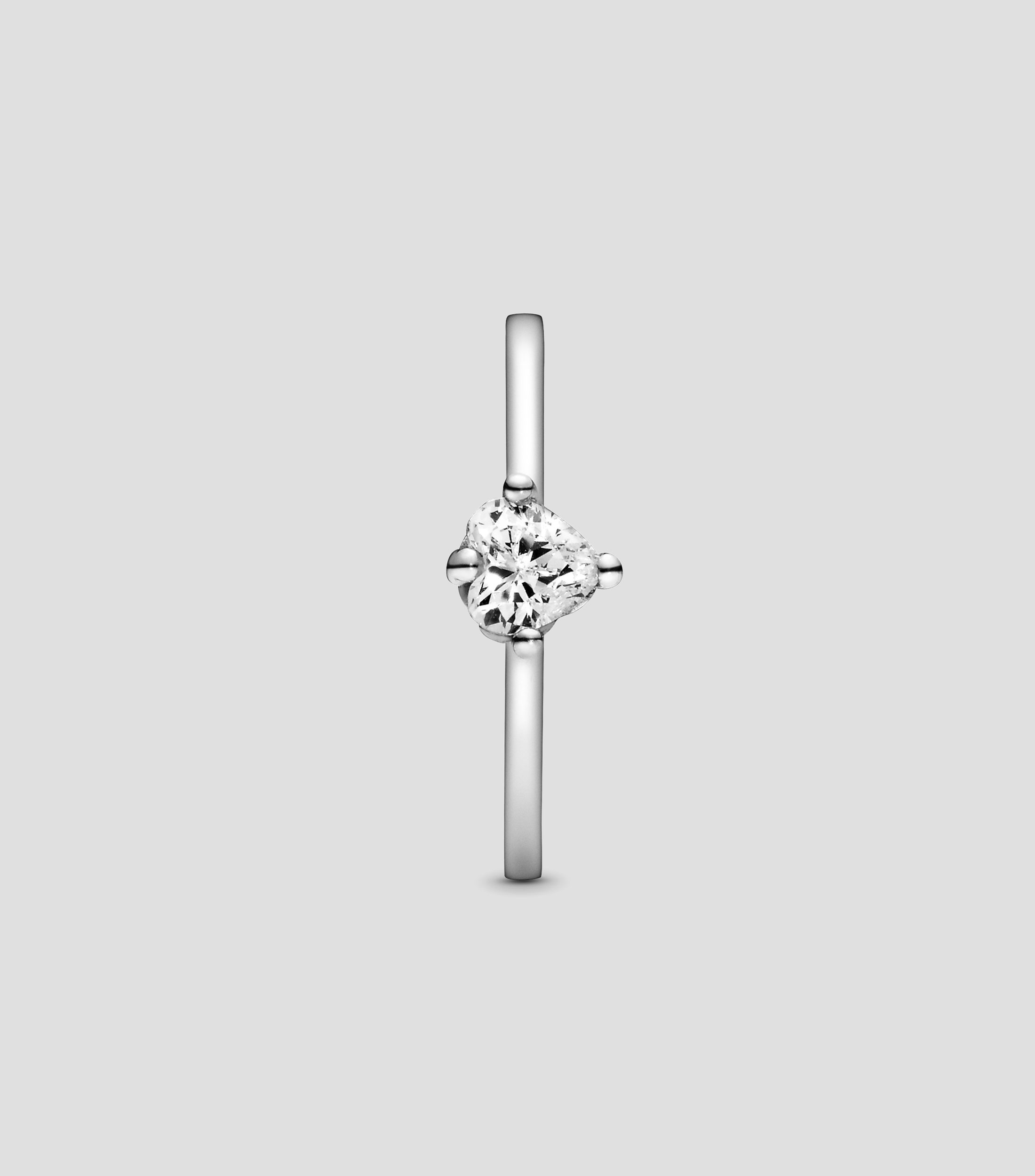 Anillo solitario en plata Corazón Transparente con circonia Mujer talla 48