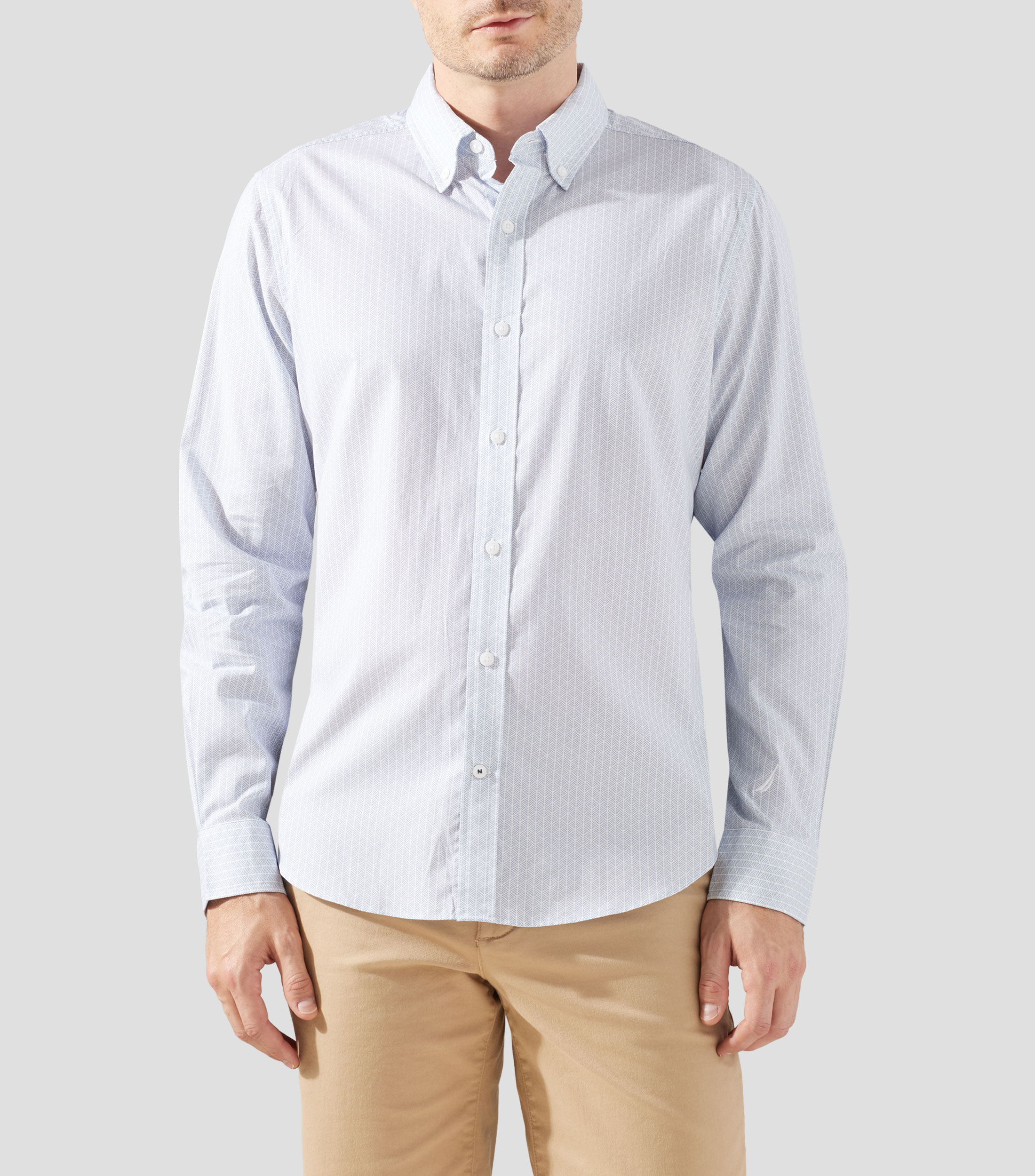 Camisa estampada manga larga Hombre
