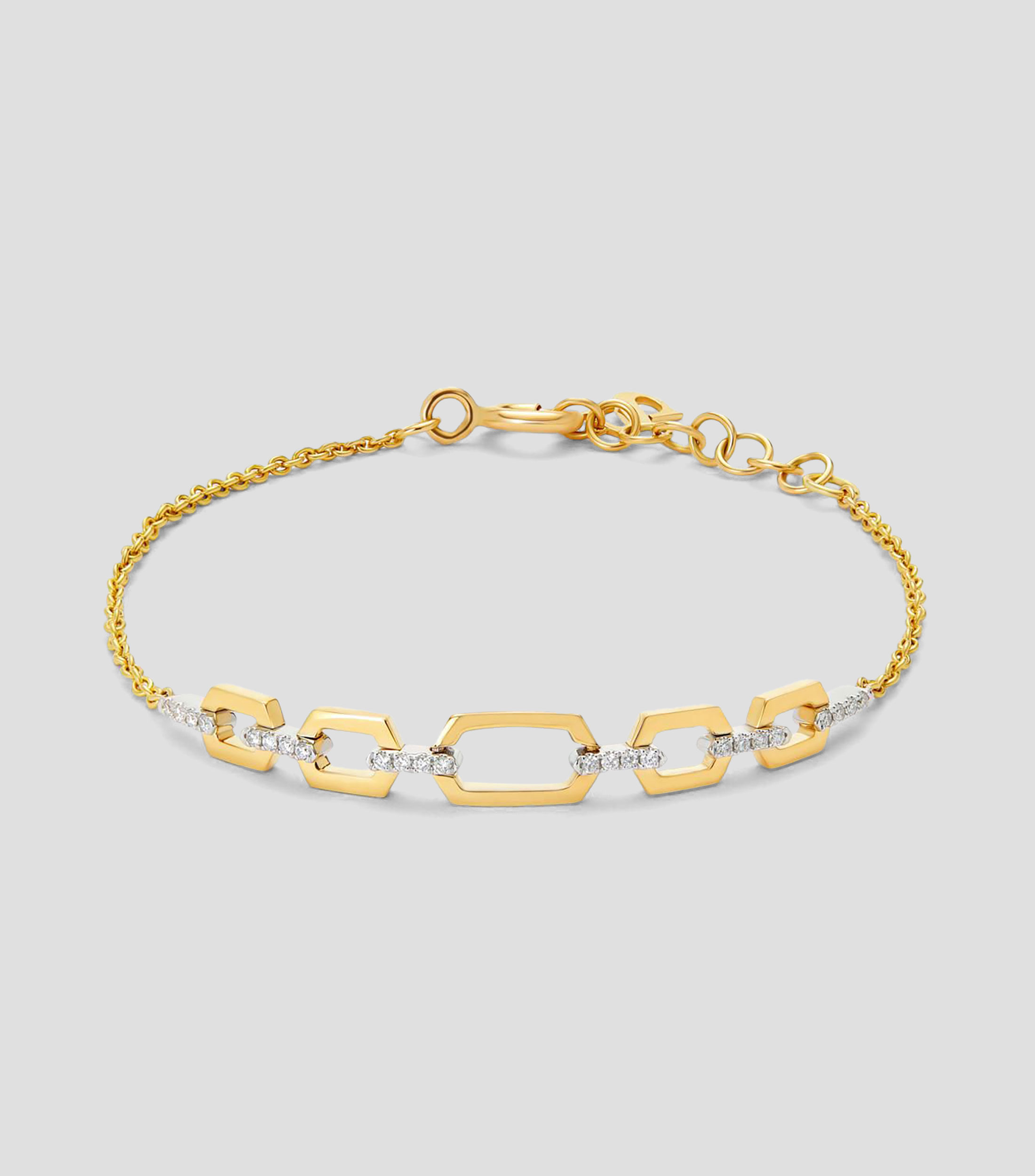 Pulsera en oro amarillo de 18 Kilates con diamantes Hexágonos Mujer