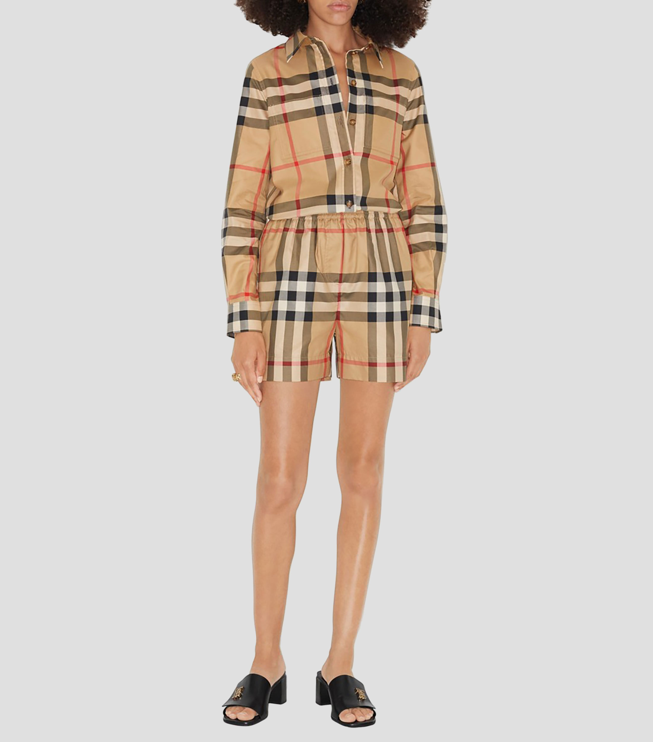 Short con cuadros Mujer