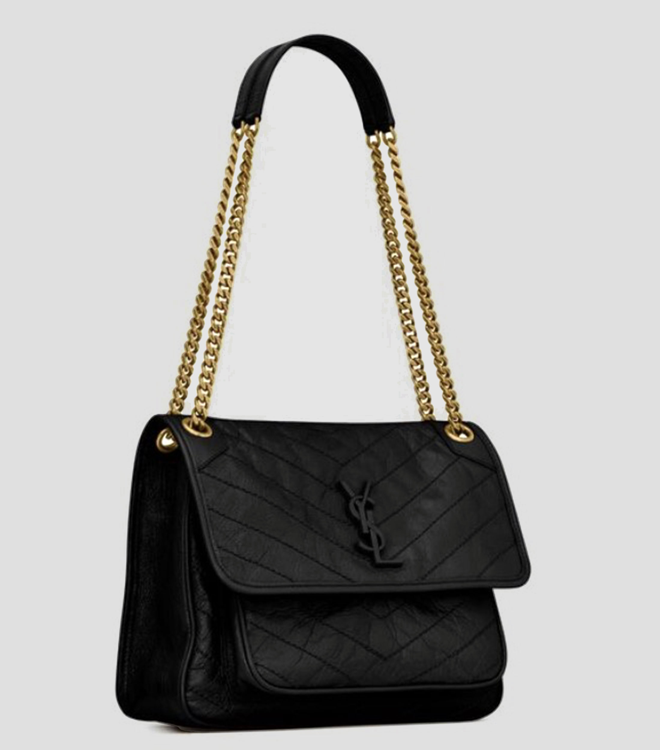 Bolsa shoulder negro en piel Puffer Medium Mujer