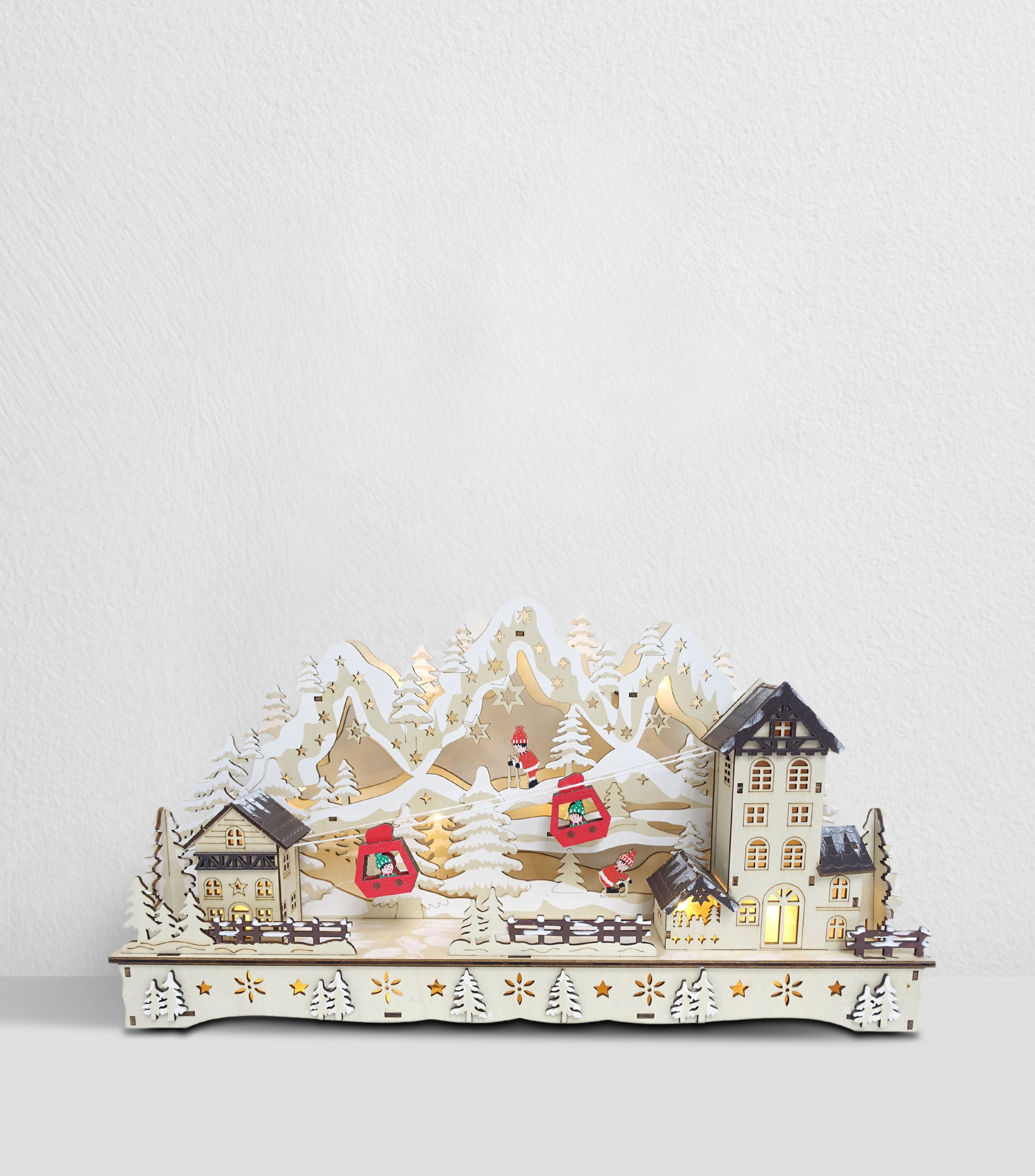 Figura decorativa Navideña Villas y teleférico Navidad con luz