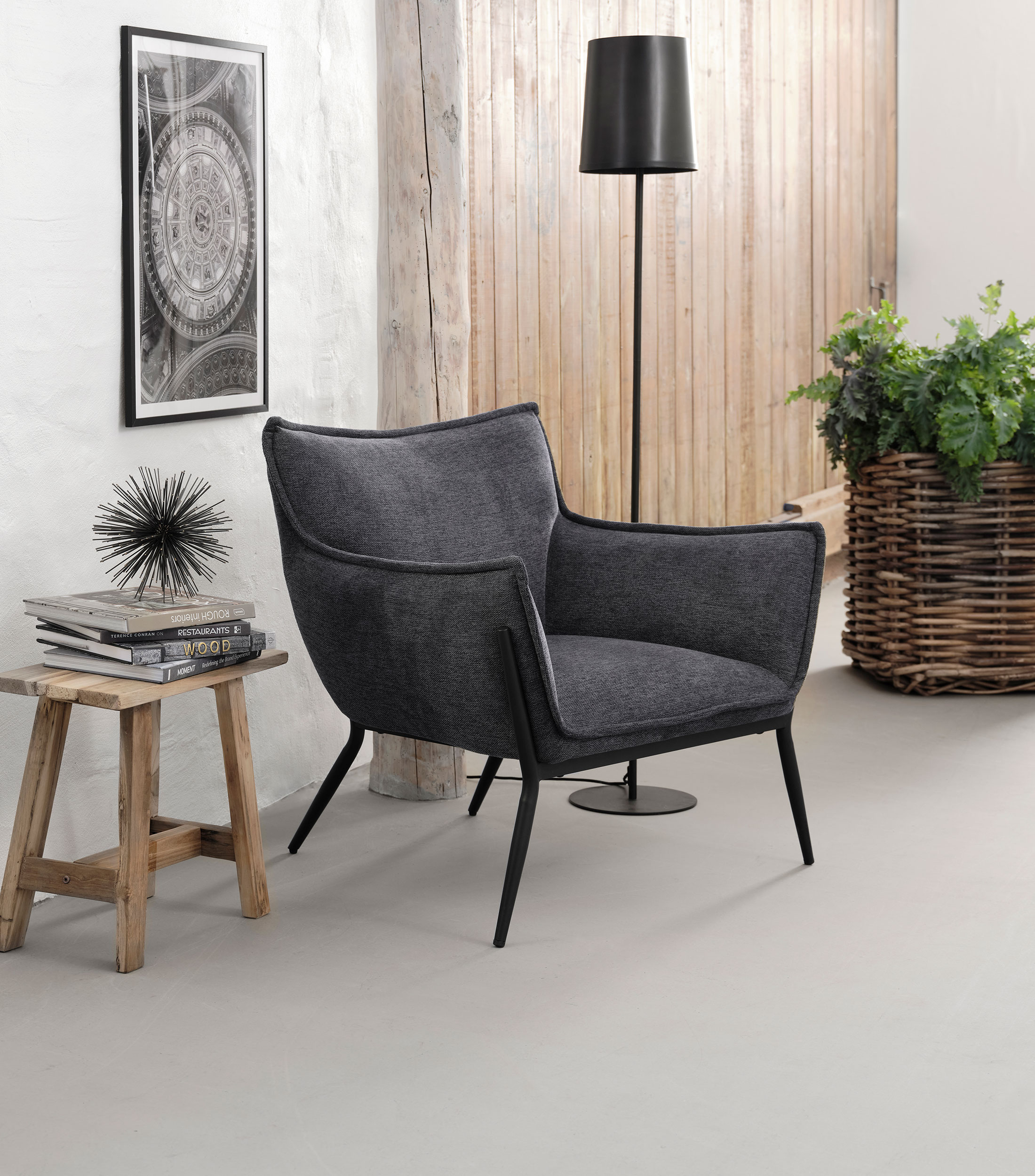 Sillón Calgary en tela spuma metal Gris Oscuro