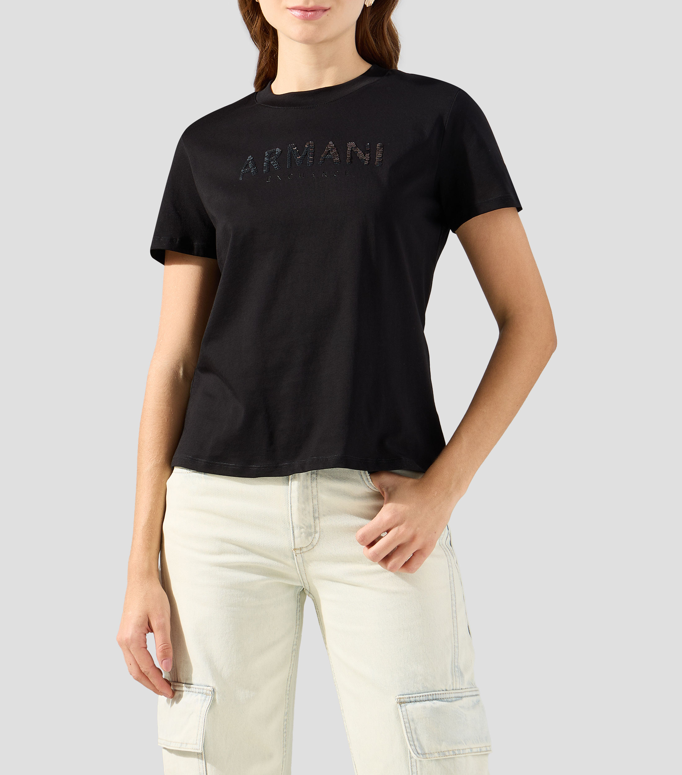 Playera cuello redondo manga corta estampada Mujer