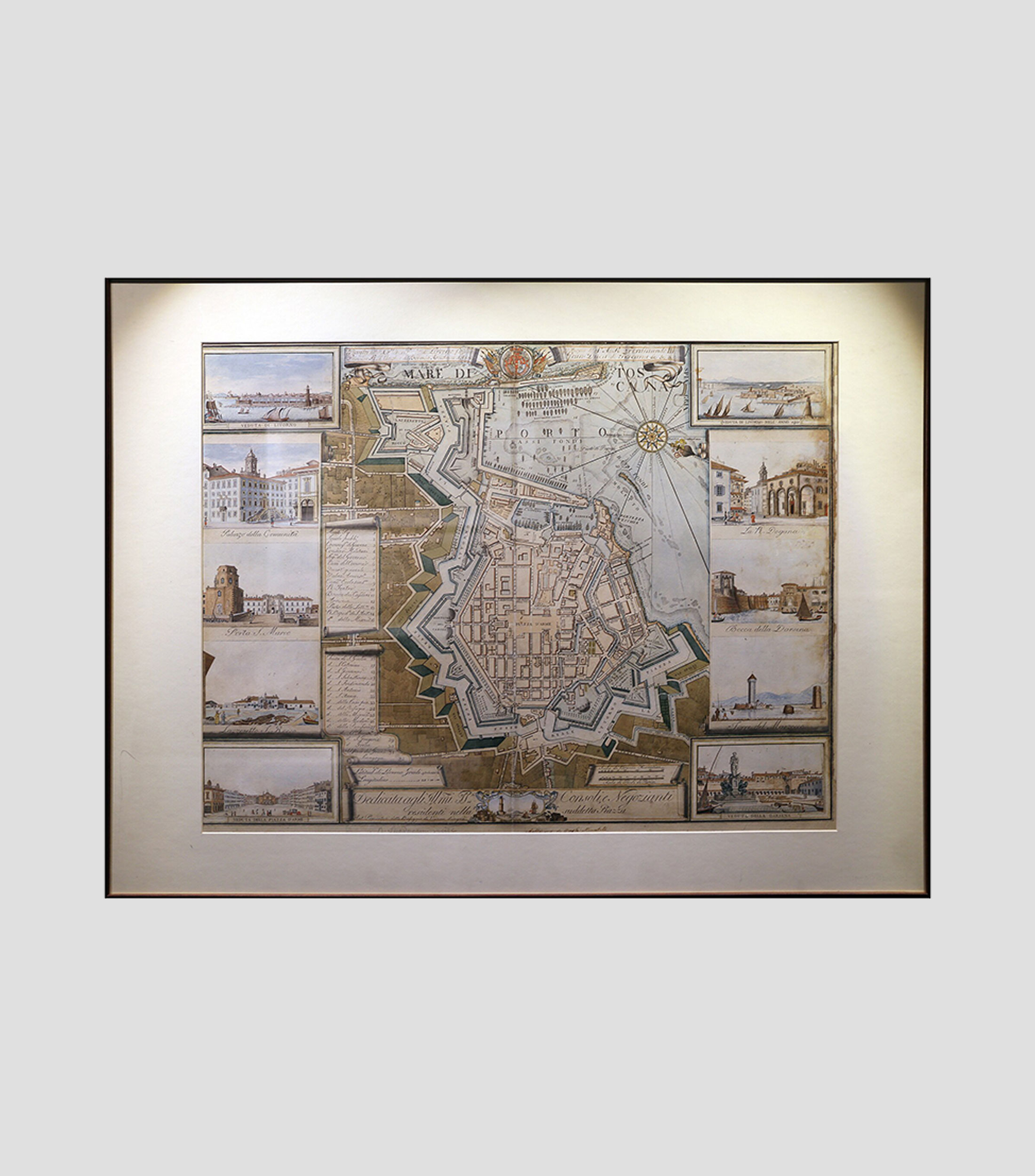 Cuadro decorativo Mapa de Livorno Italia Siglo XX
