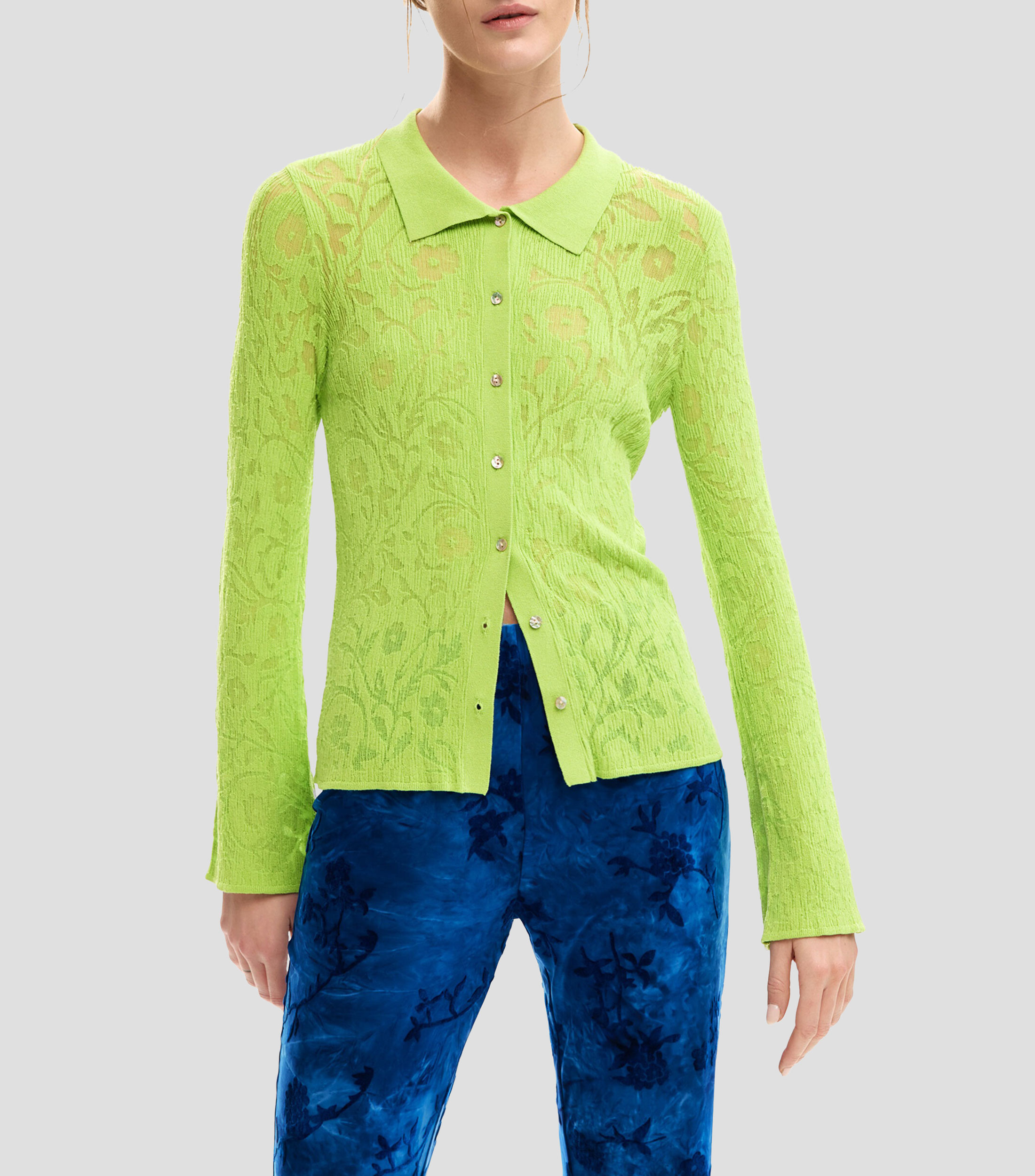 Blusa lisa manga larga Mujer