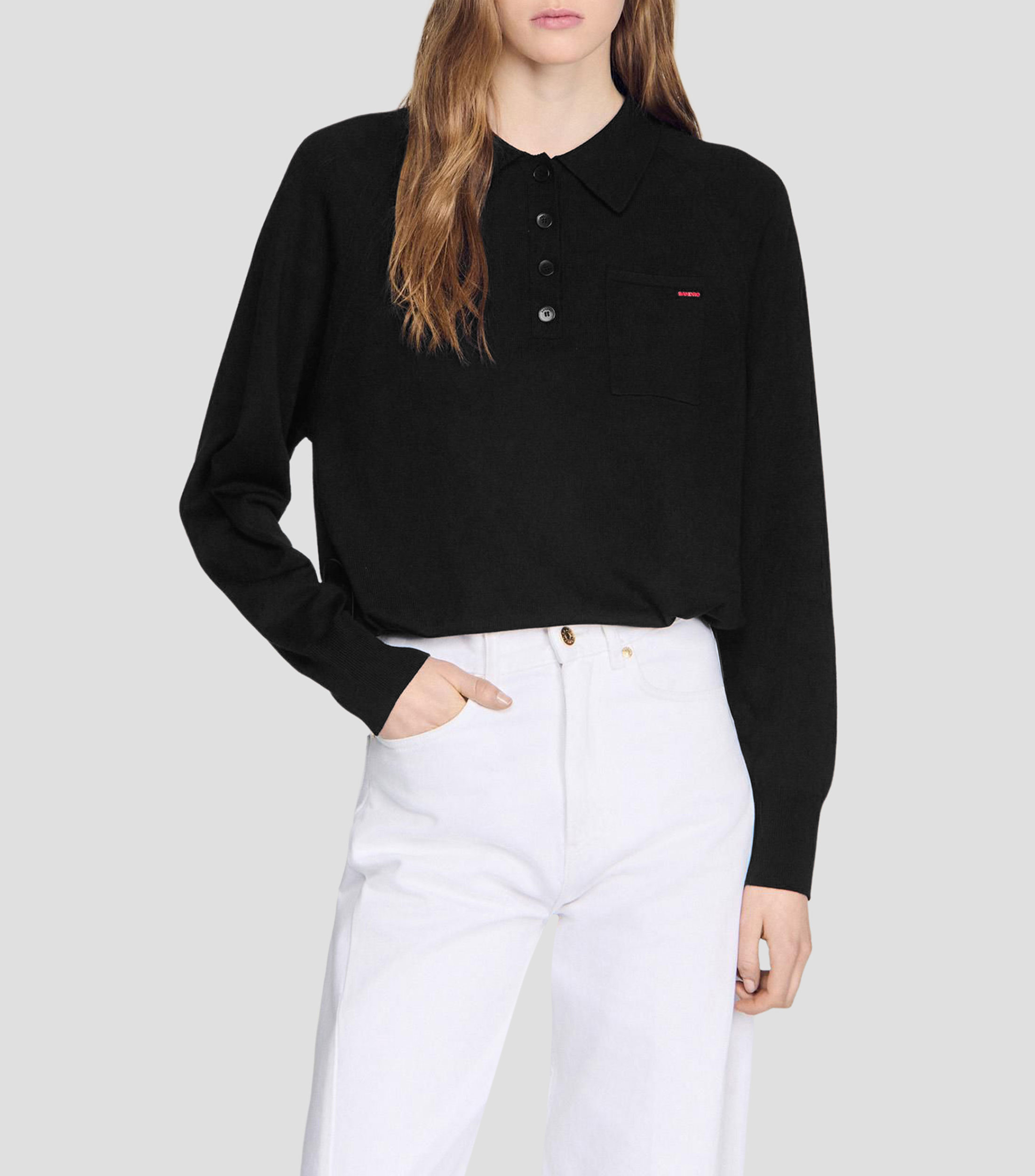 Suéter cuello tipo polo Mujer