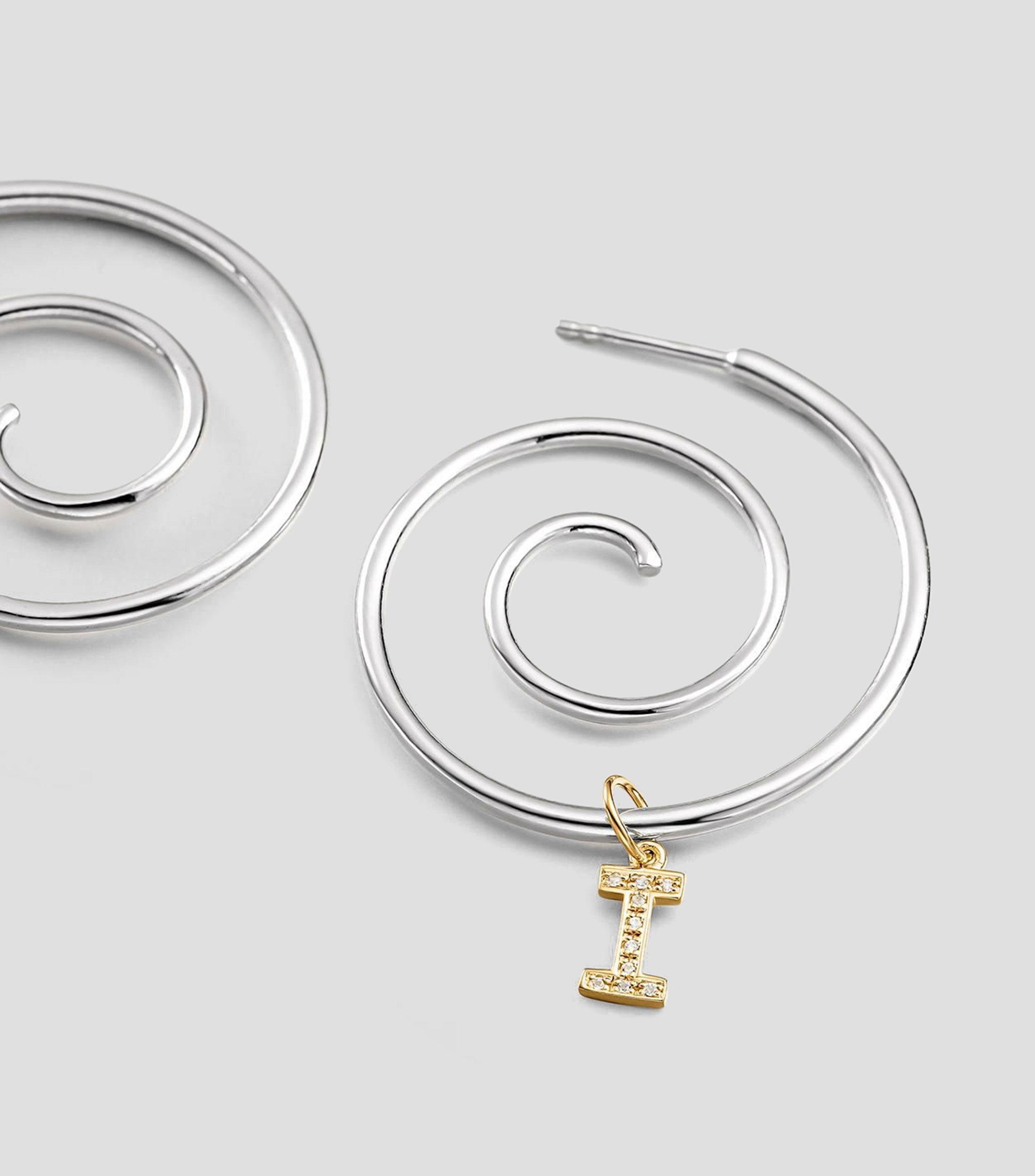 Dije inicial I en plata .925 ABC con topacios blancos Mujer