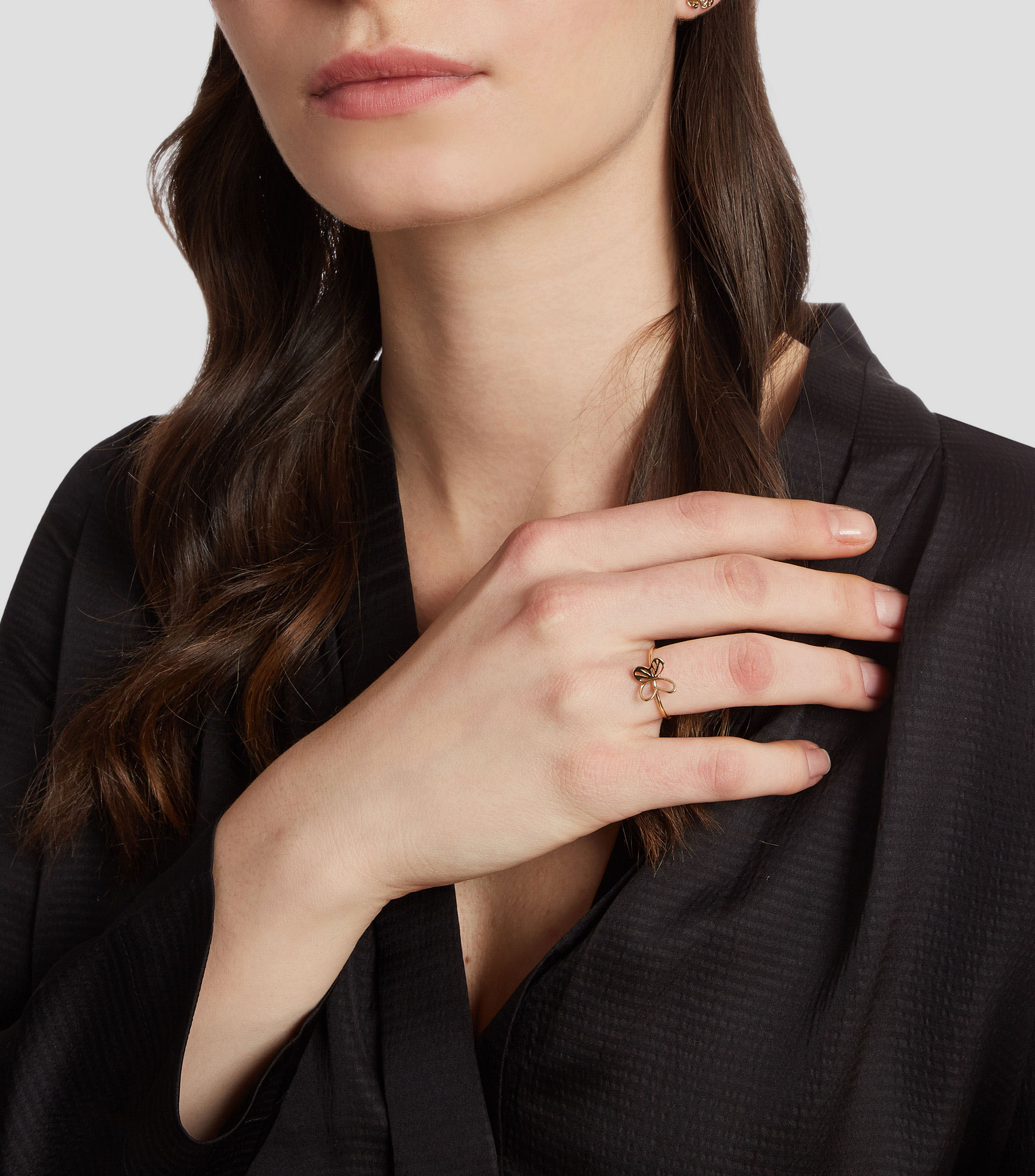 Anillo en oro de 14 kilates con mariposa monarca Mujer