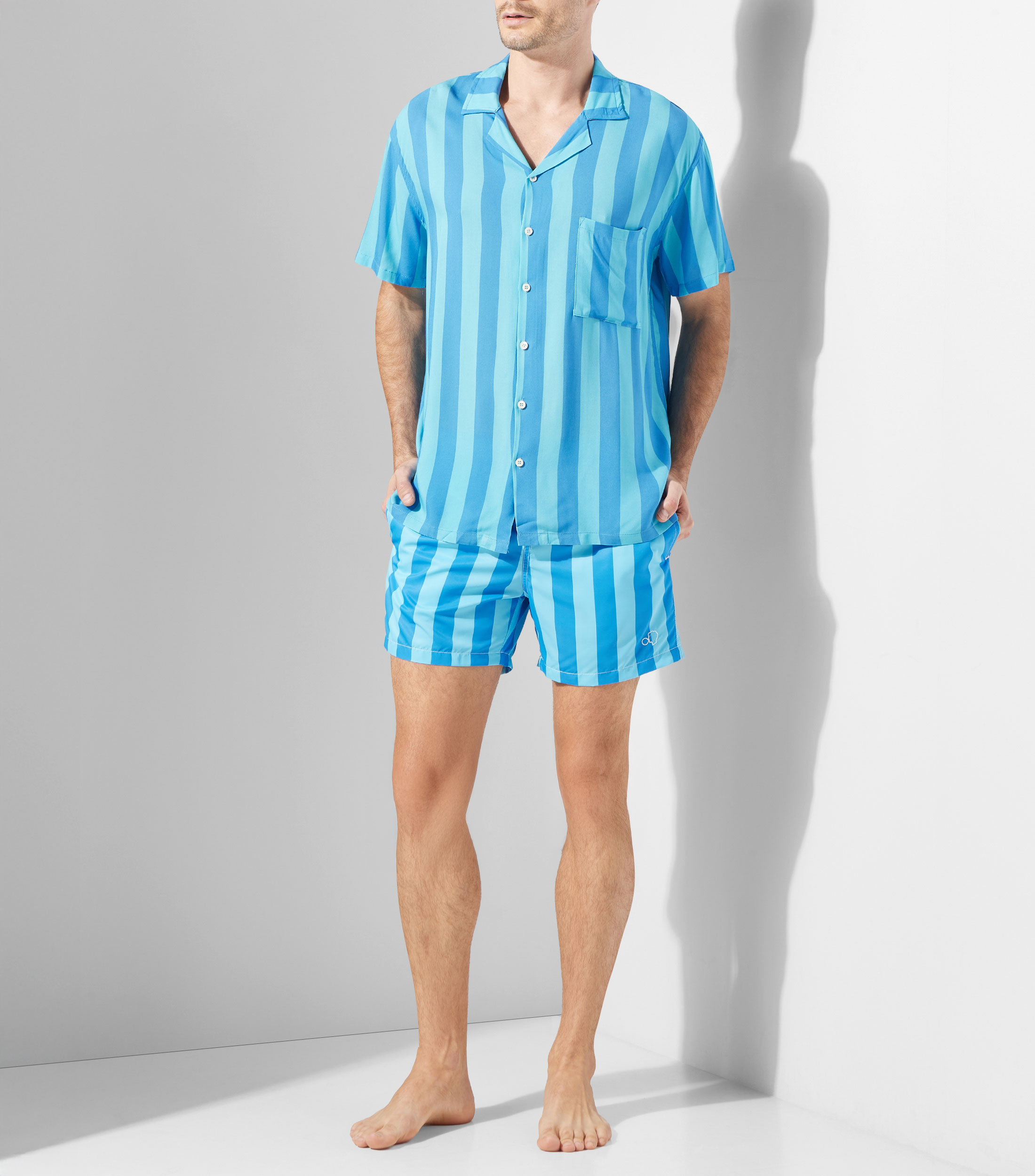 Traje de Baño corto de rayas Hombre