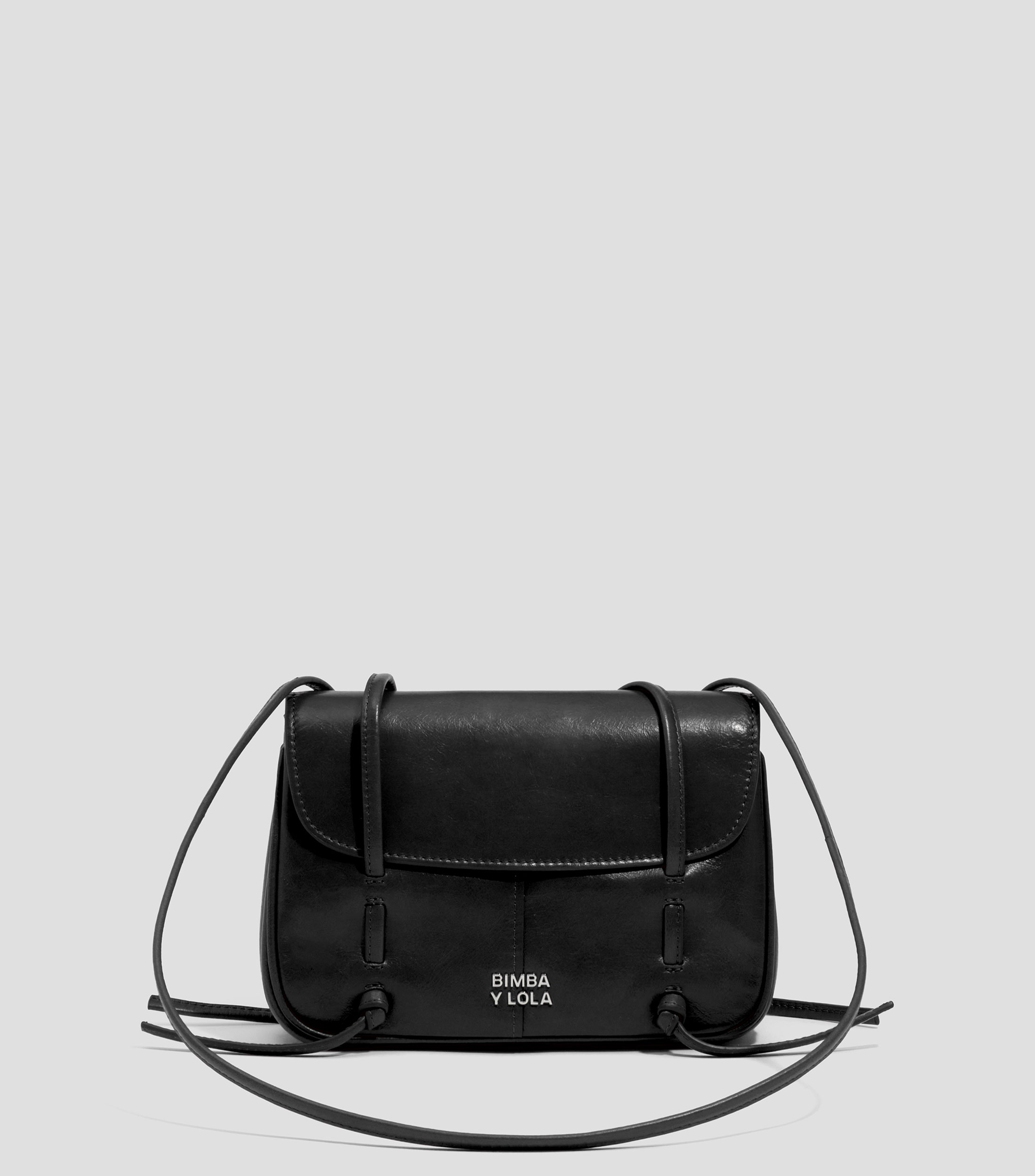 Bolsa bowler mini en piel negra lisa Mujer