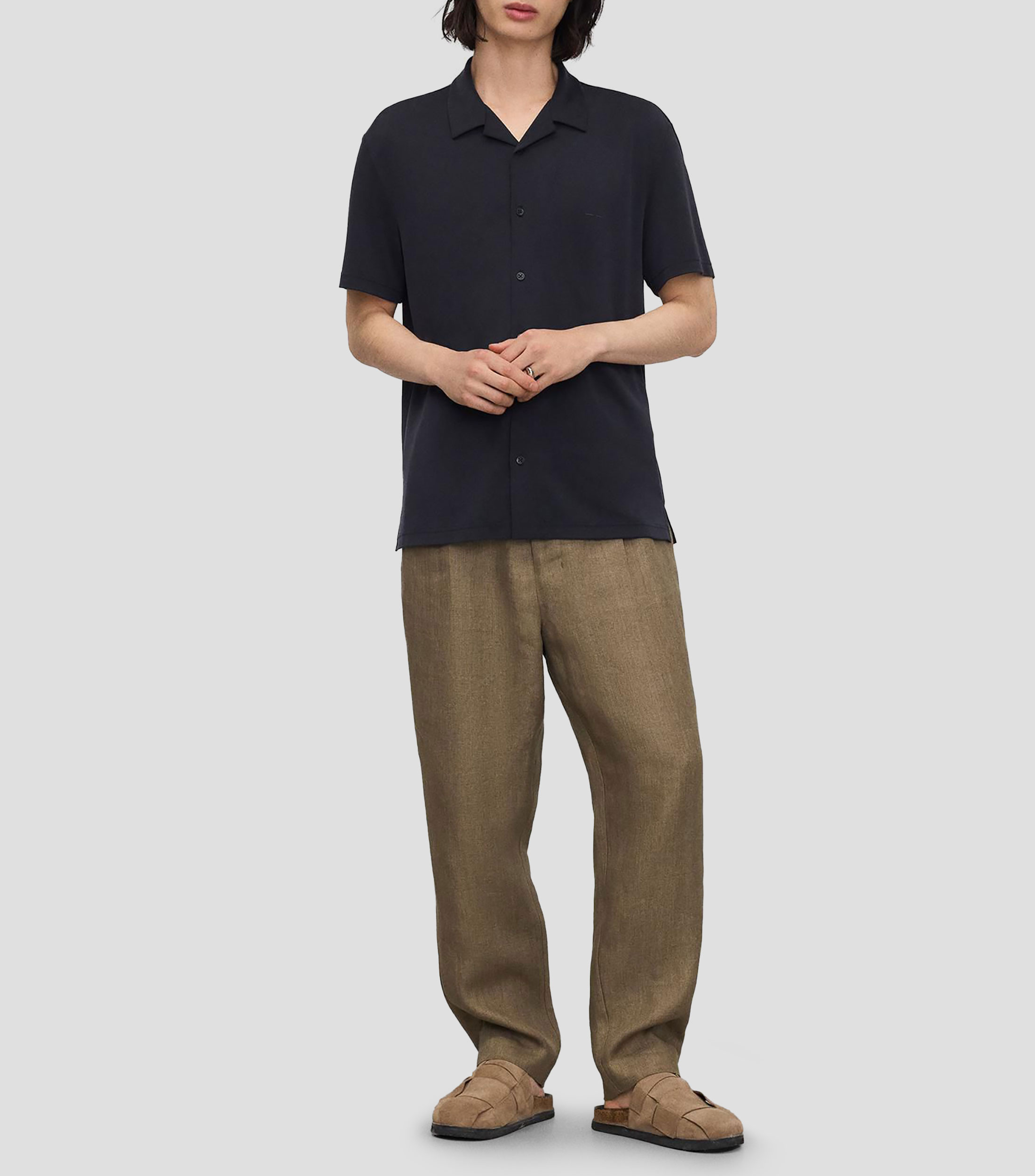 Camisa lisa con manga corta Hombre