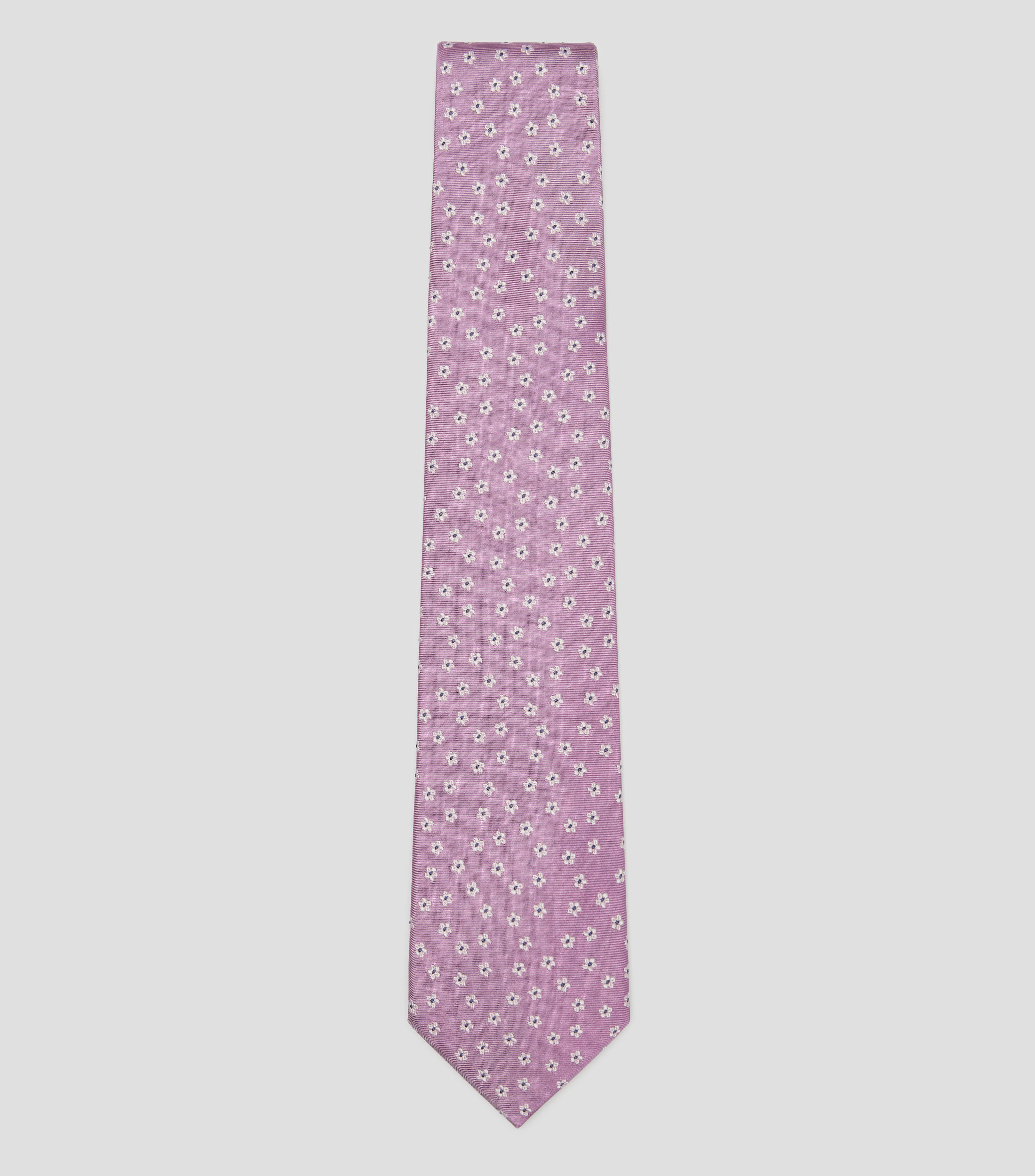 Corbata ancha en seda lila bordada Brera