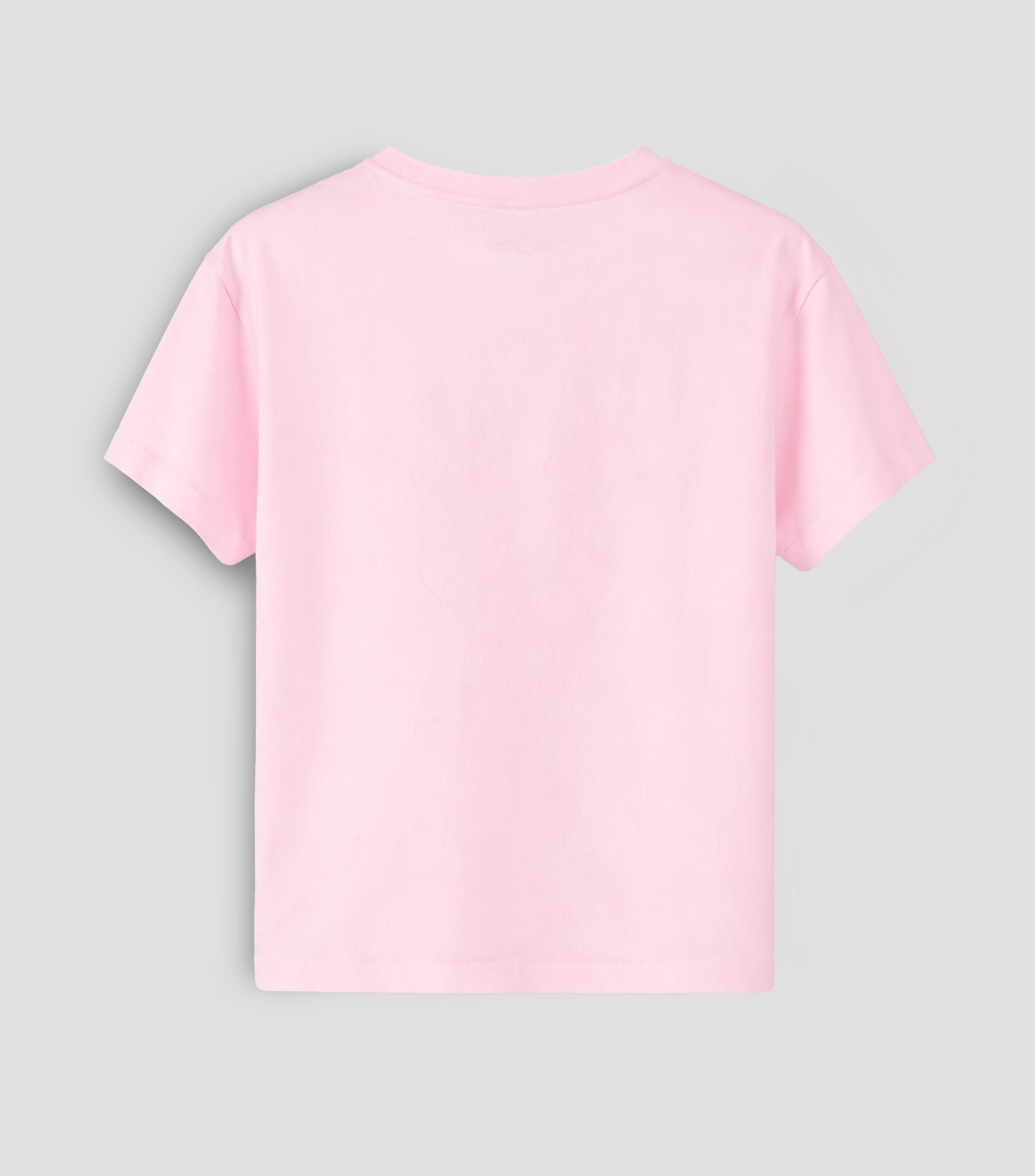 Playera de cuello redondo con manga corta lisa Niña