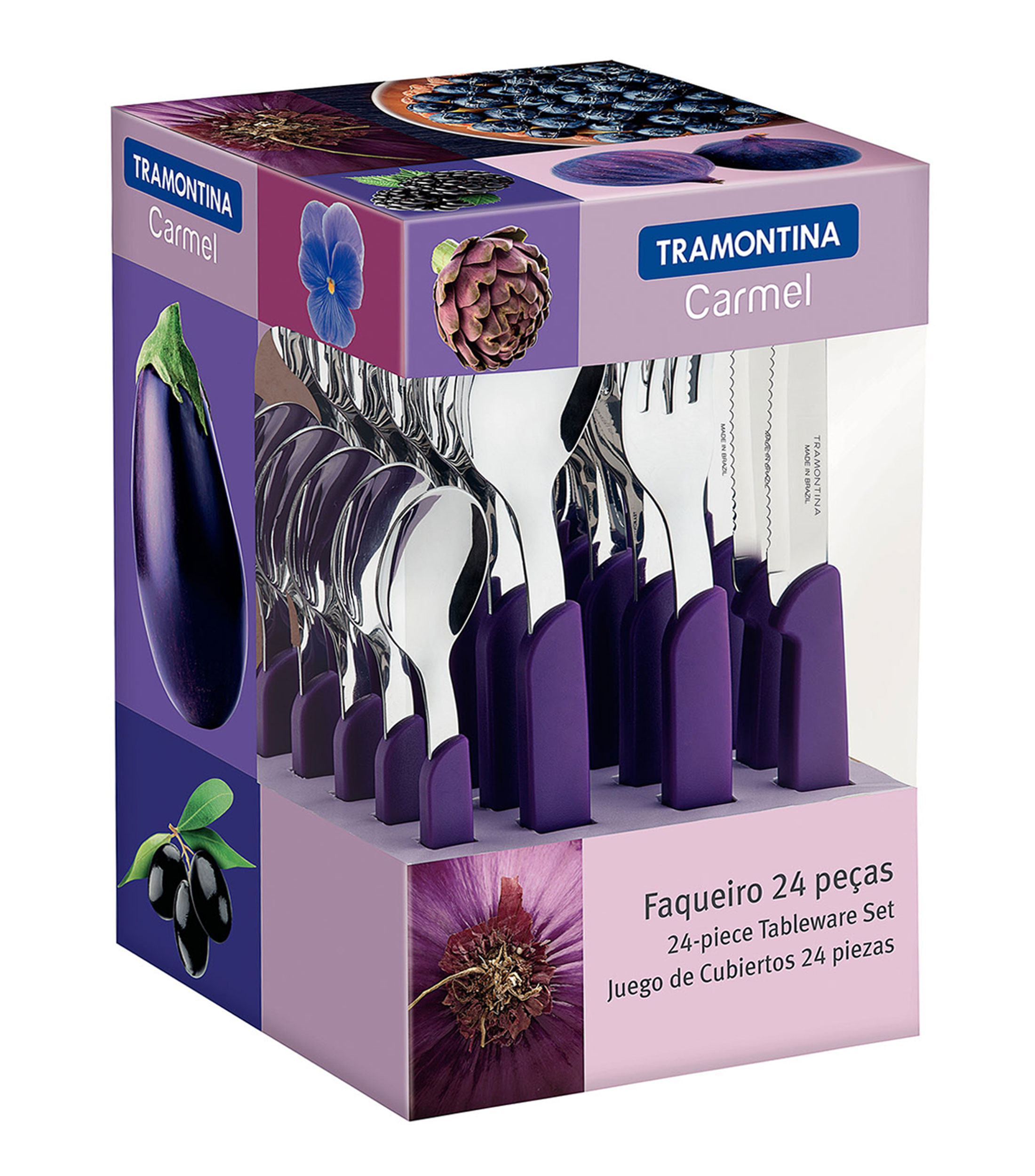Tramontina - Juego De Cubertería Carmel De 24 Piezas, Acero Inoxidable AISI 420, Incluye Cubiertos Básicos