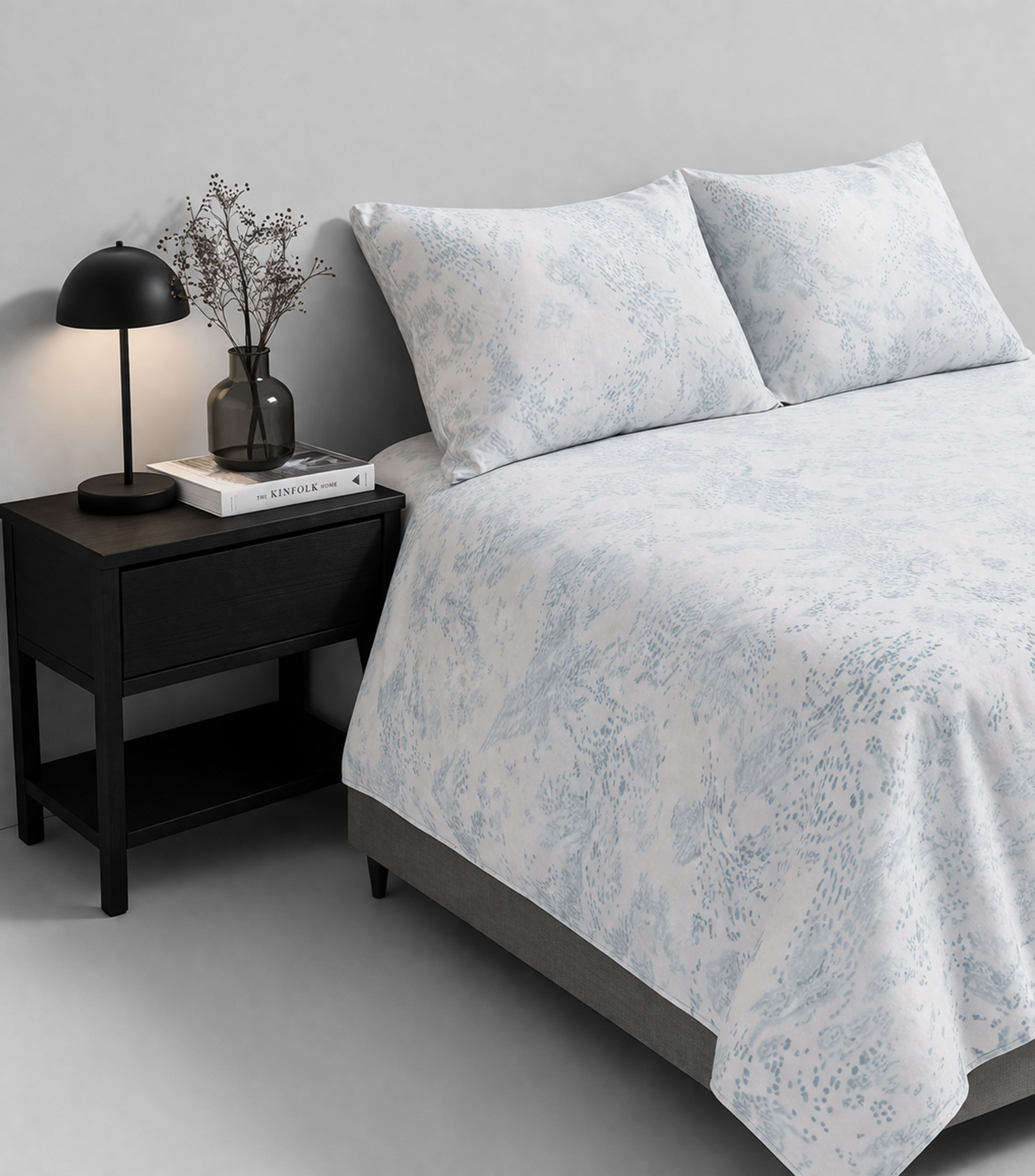 Funda para duvet Matrimonial/Queen Size en algodón Écumes azul