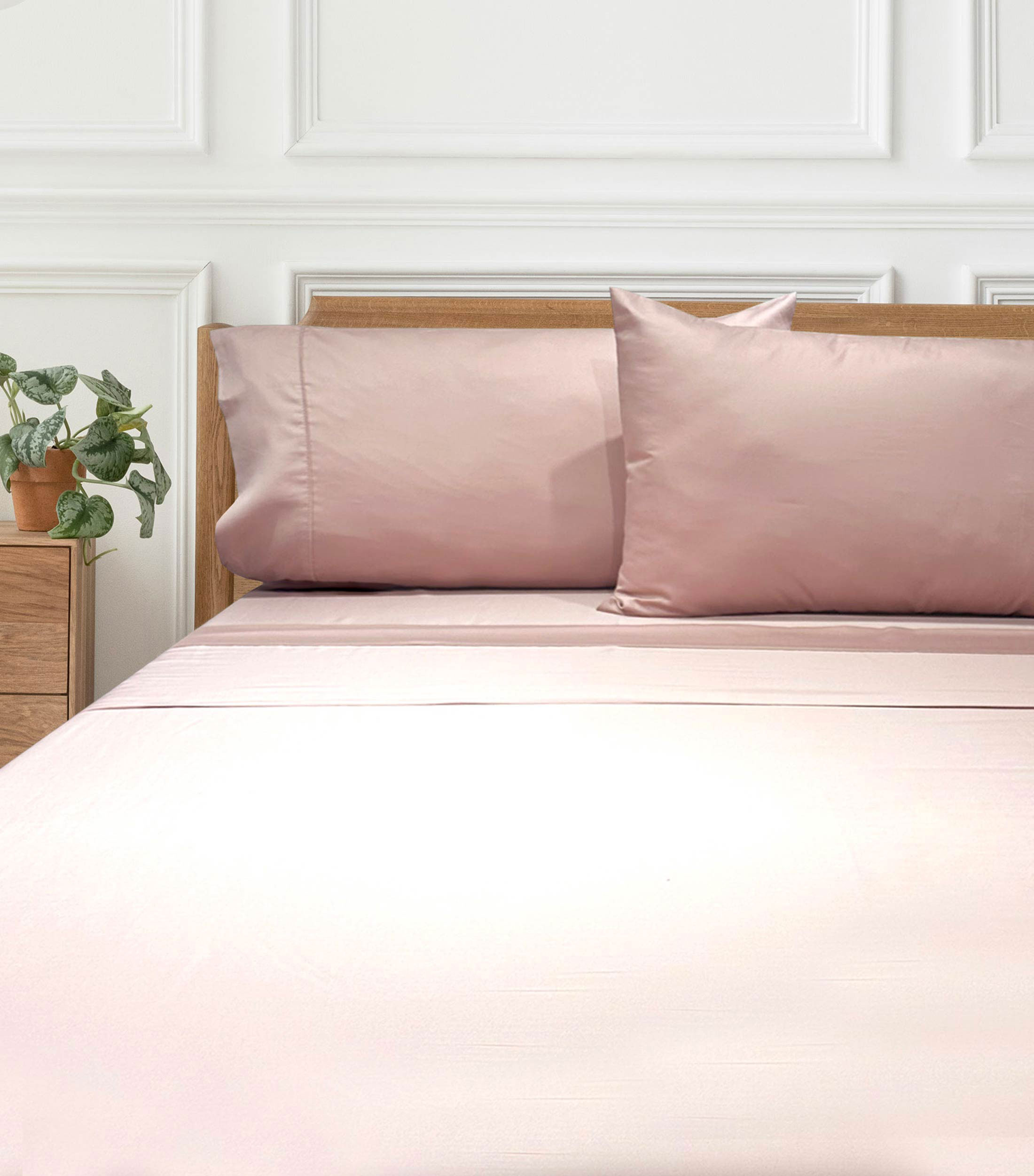 Juego de Sabanas Bambu-Algodon Queen Size Rosa