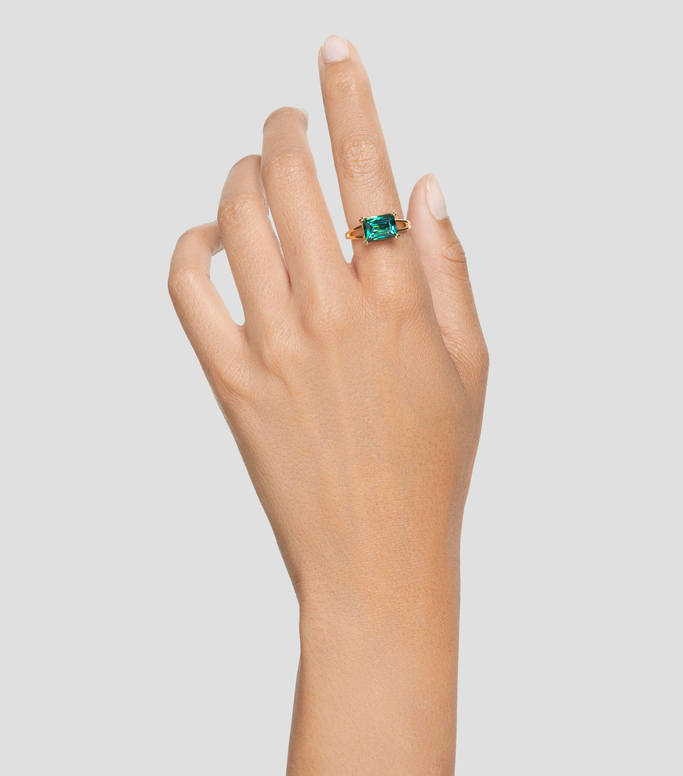 Anillo de Coctel Matrix con Circonita, Talla Rectangular, Verde, Mujer