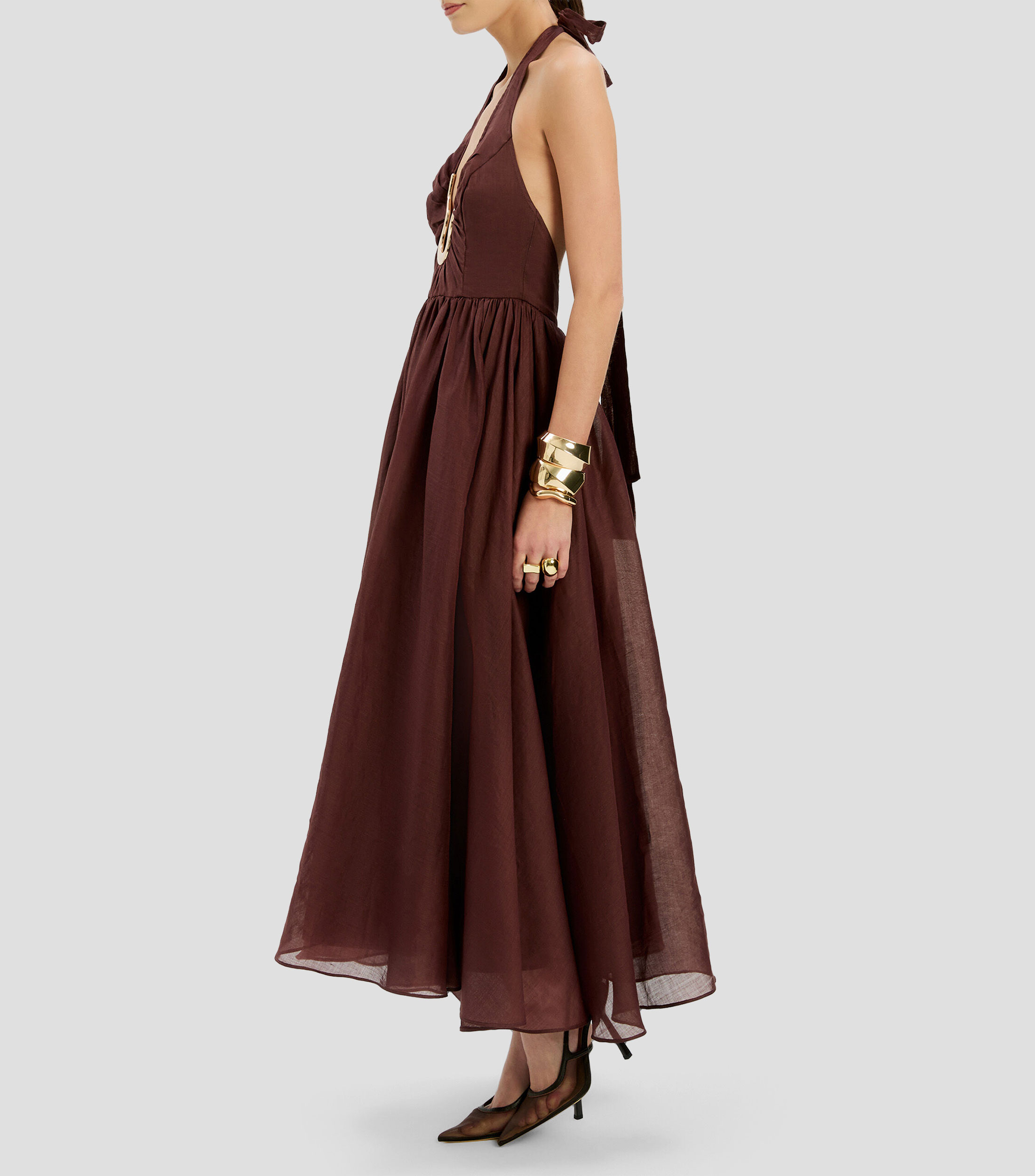 Vestido de fiesta midi liso Mujer