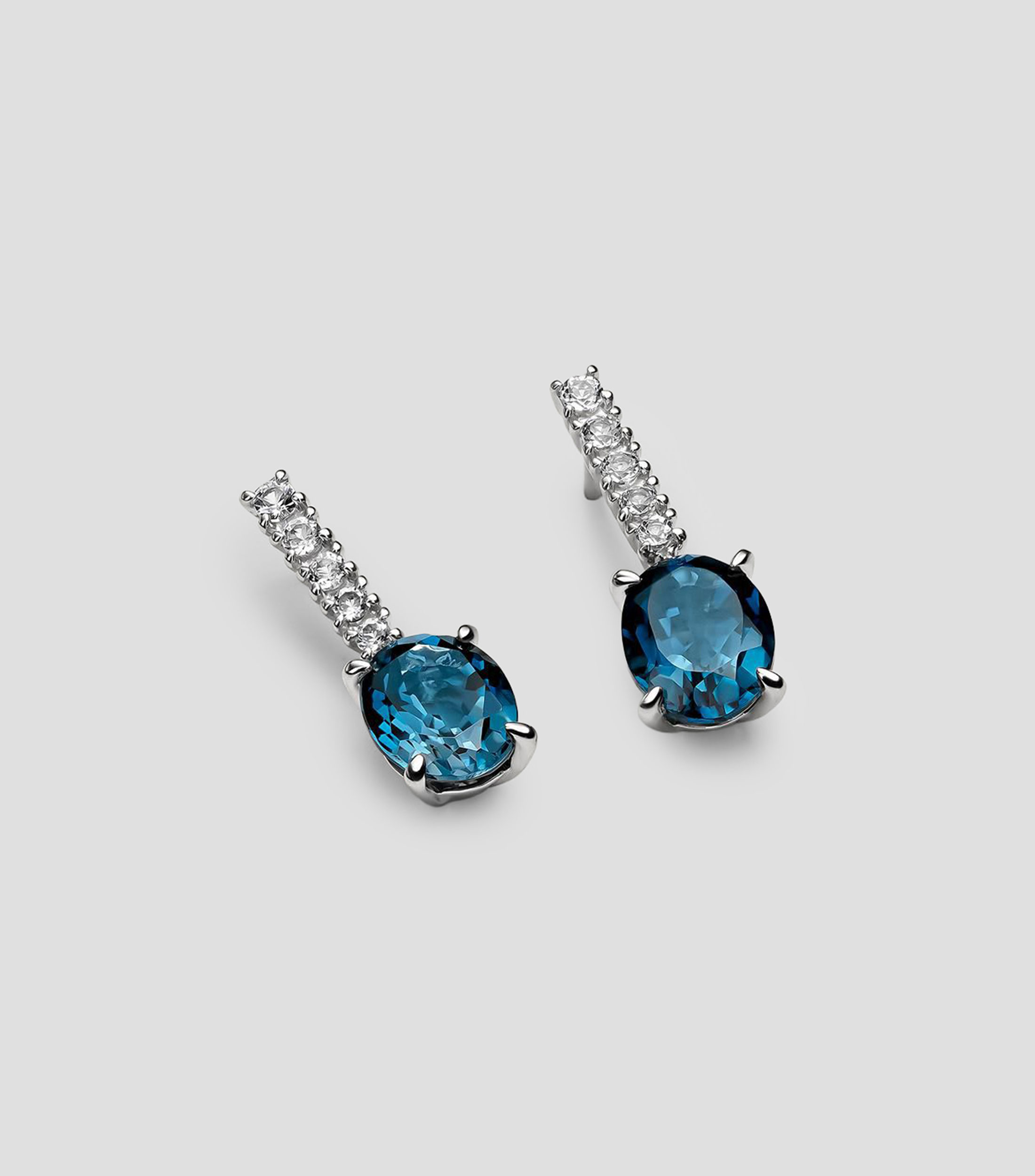 Pendientes de plata .925 con topacios blancos y azul london Elúa Mujer
