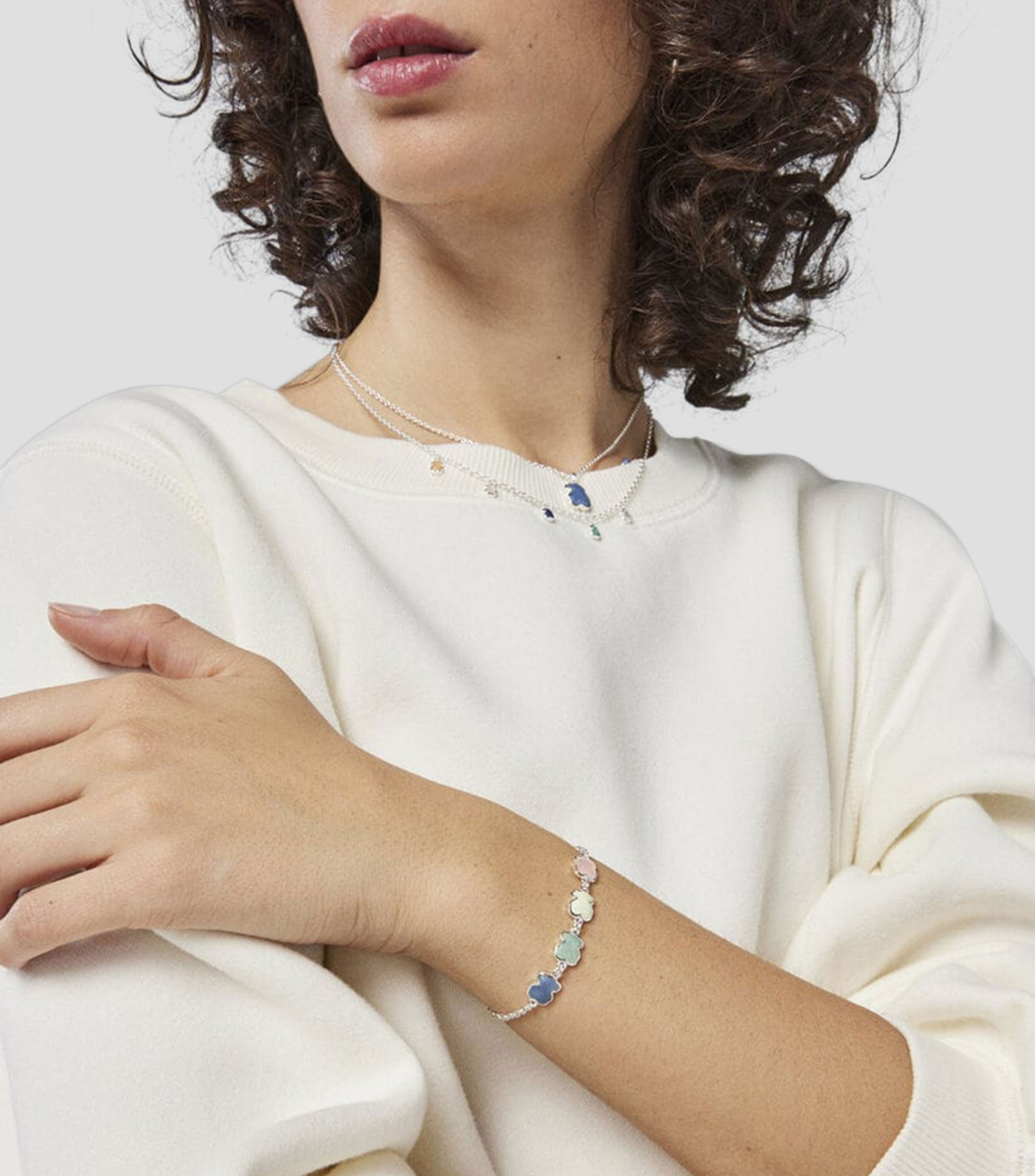 Pulsera en plata con dumortierita y amazonita Mujer