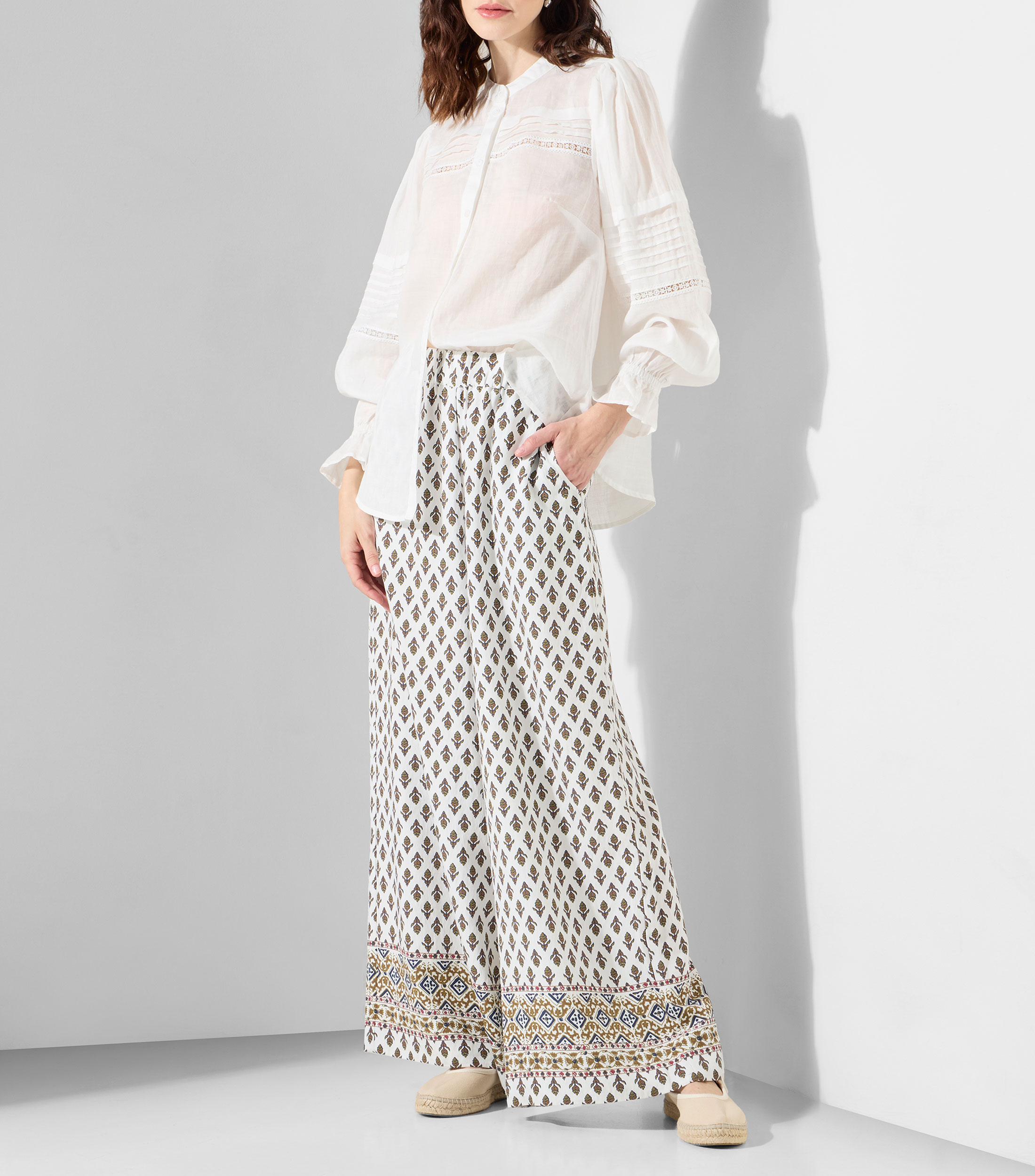 Blusa lisa con manga larga Mujer