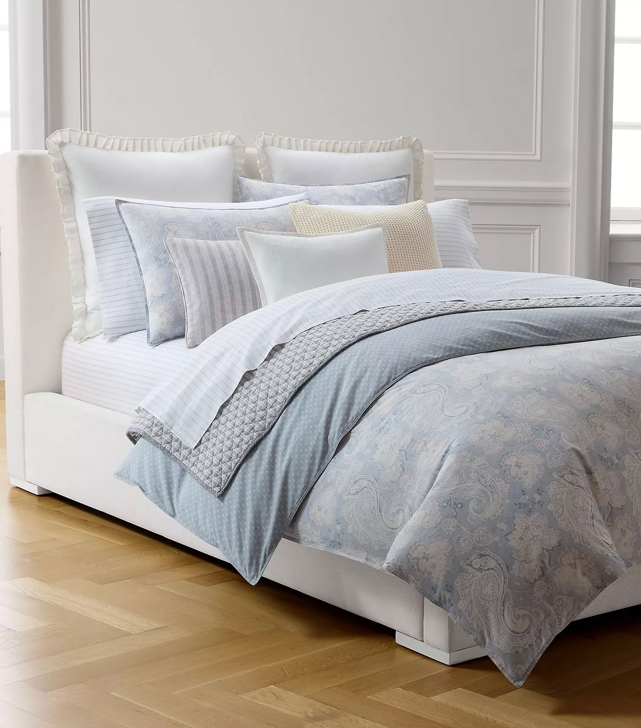 Set de funda para duvet matrimonial/queen size en algodón Leigh azul