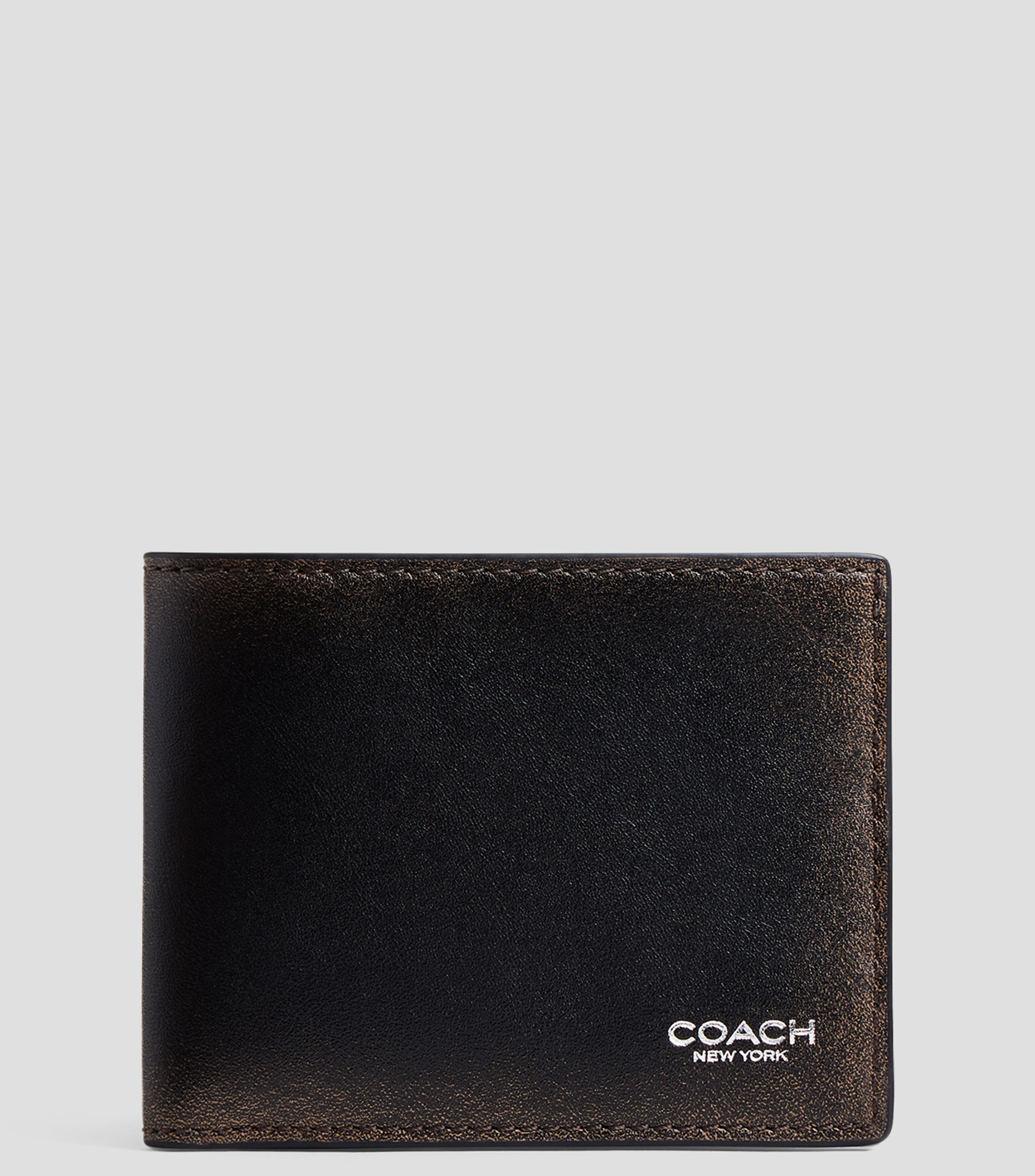 Cartera bifold en piel vintage lisa Hombre