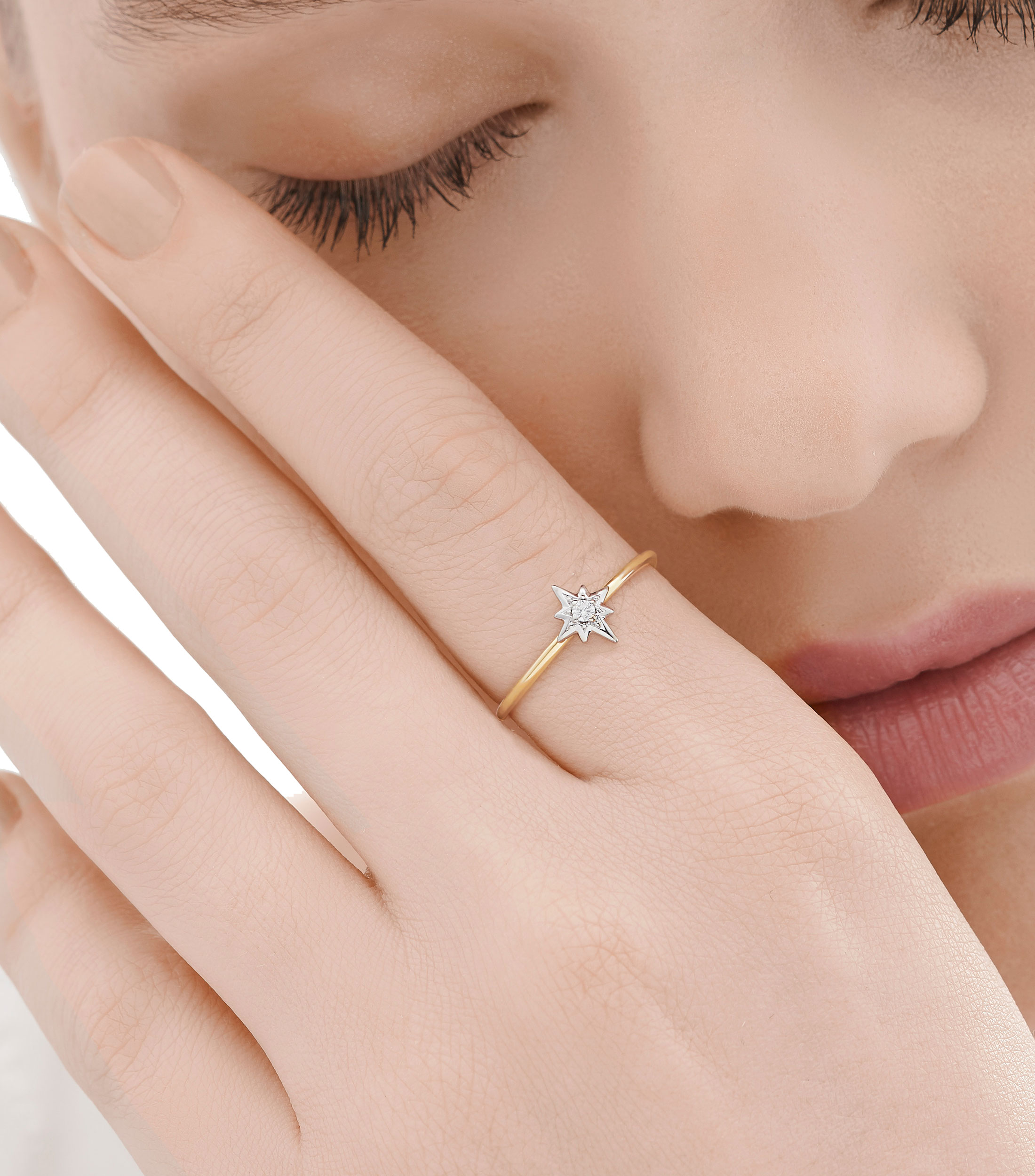 Anillo en oro amarillo de 18 kilates con diamante MyCollection Caress Mujer