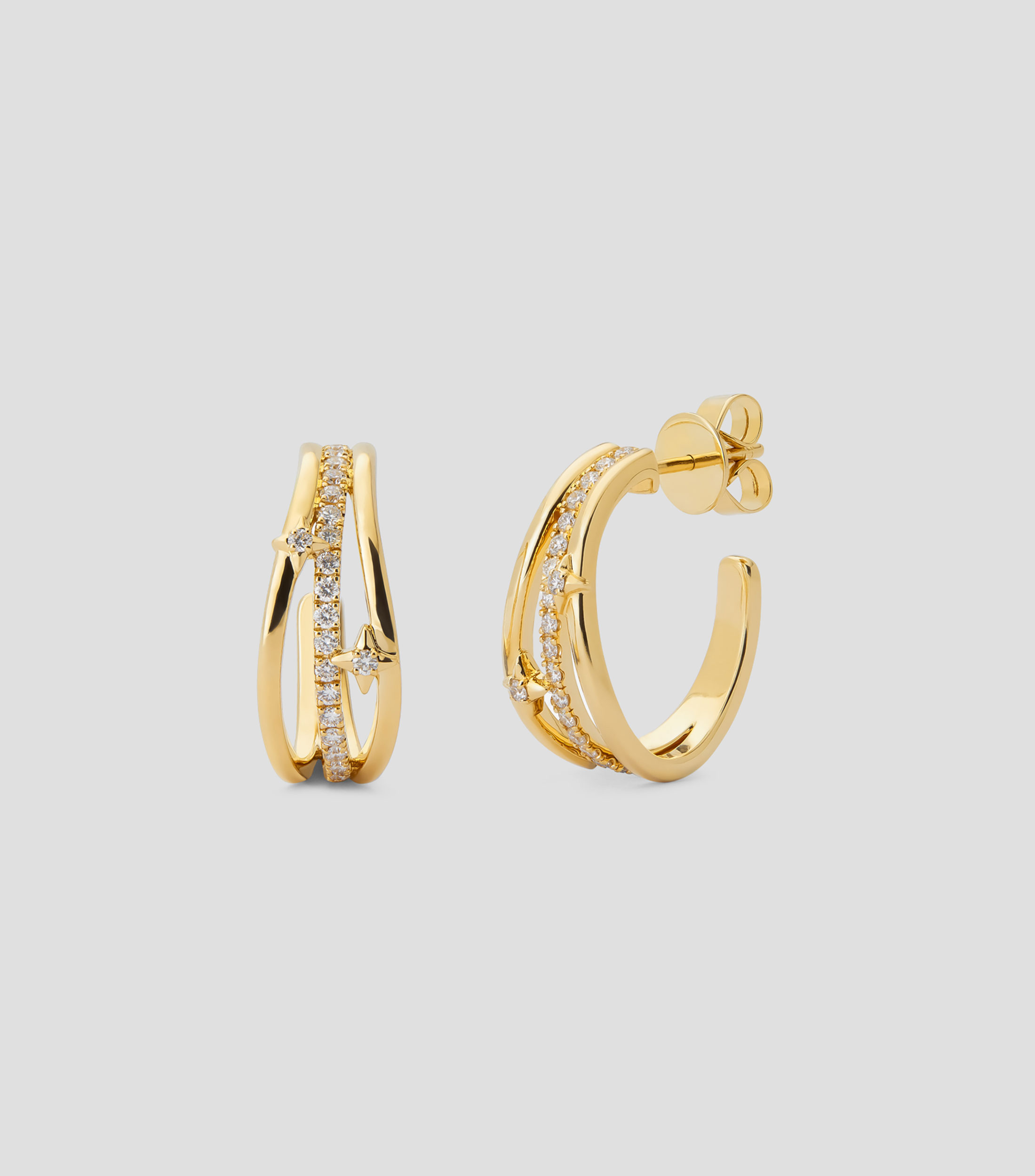 Aretes en oro amarillo de 18 Kilates con diamantes Orion Mujer