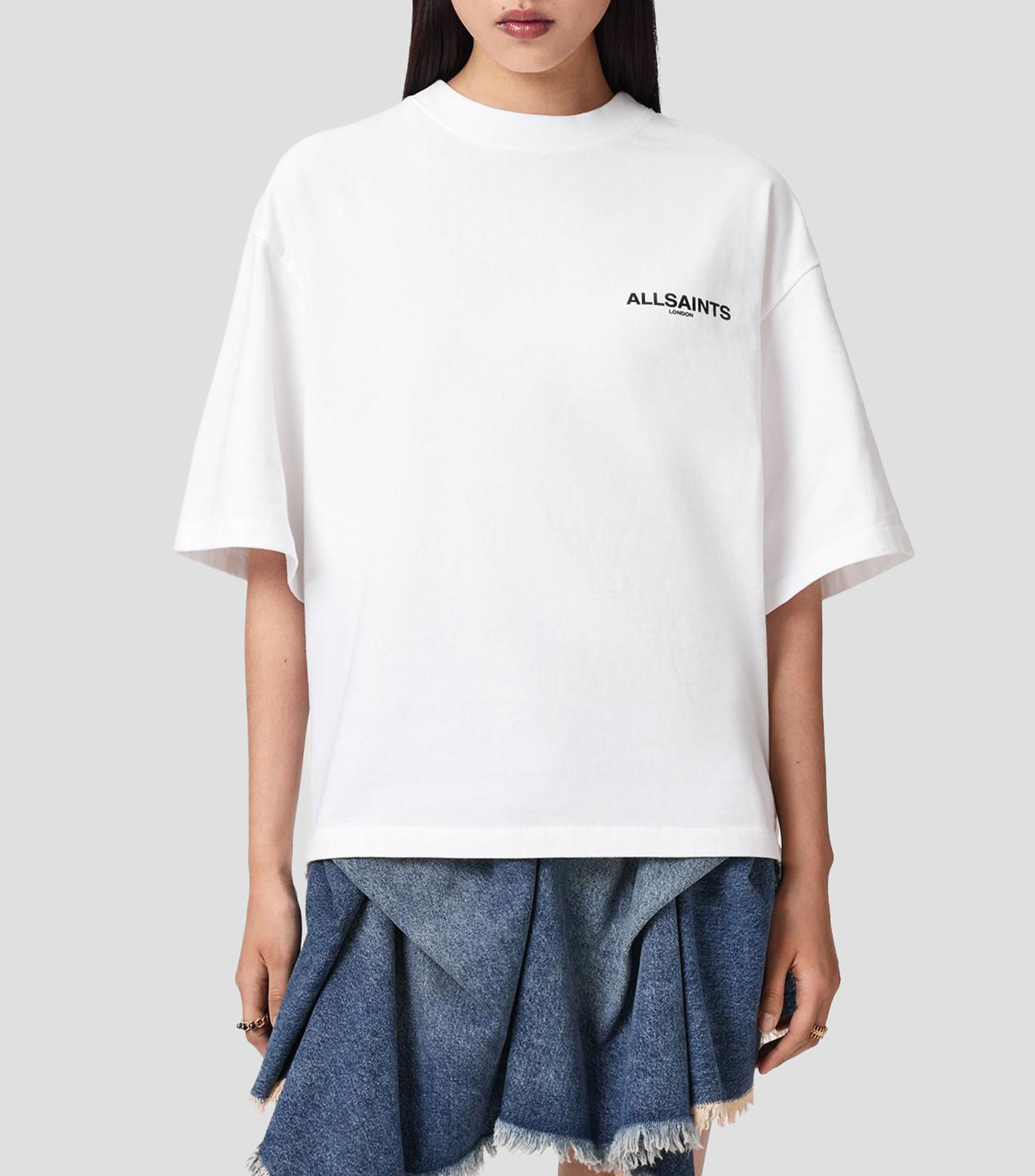 Playera de cuello redondo con manga corta estampada Mujer