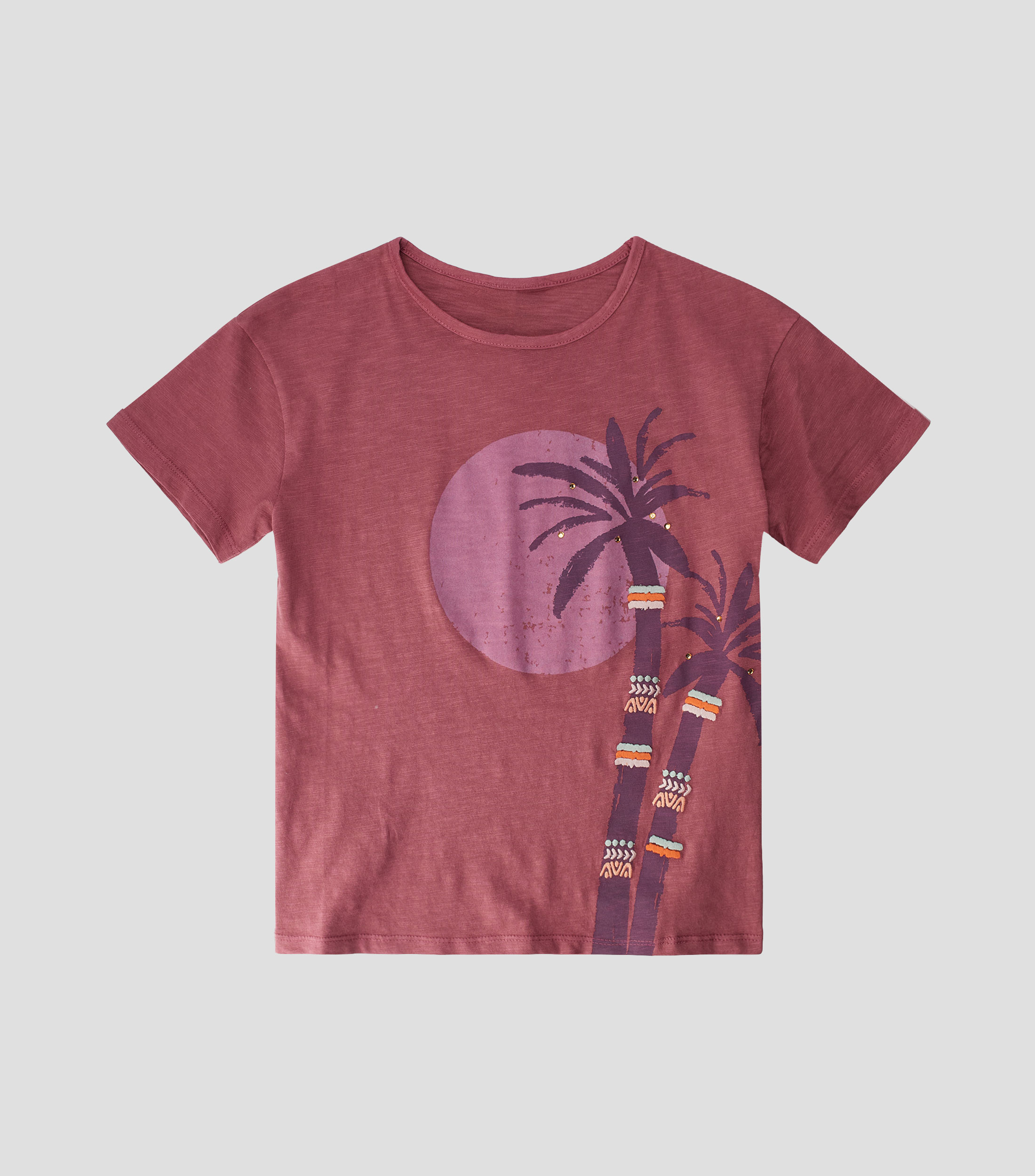 Playera cuello redondo manga corta estampada Niña