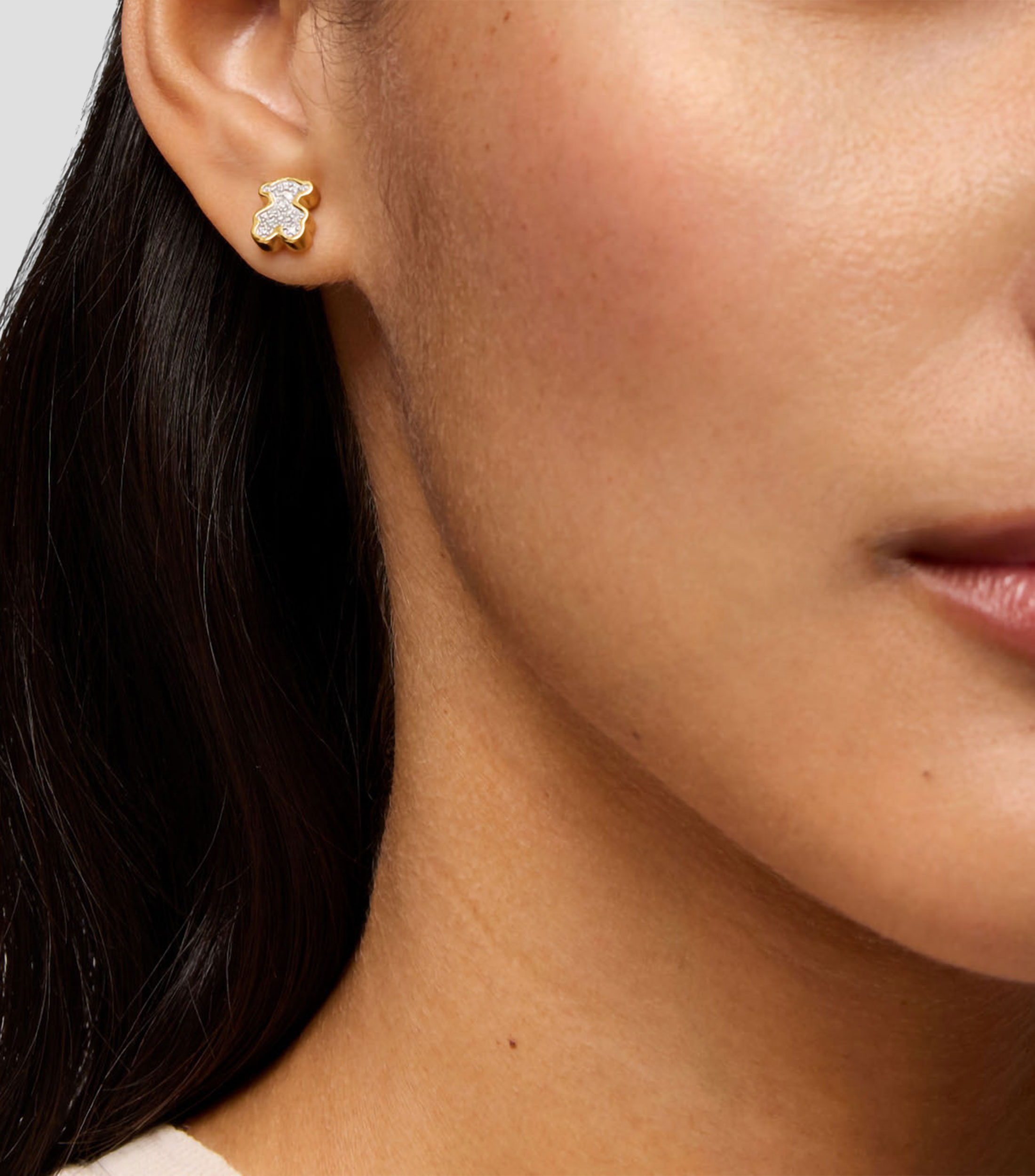 Aretes en plata .925 corazón con diamantes Tous 1950 Mujer