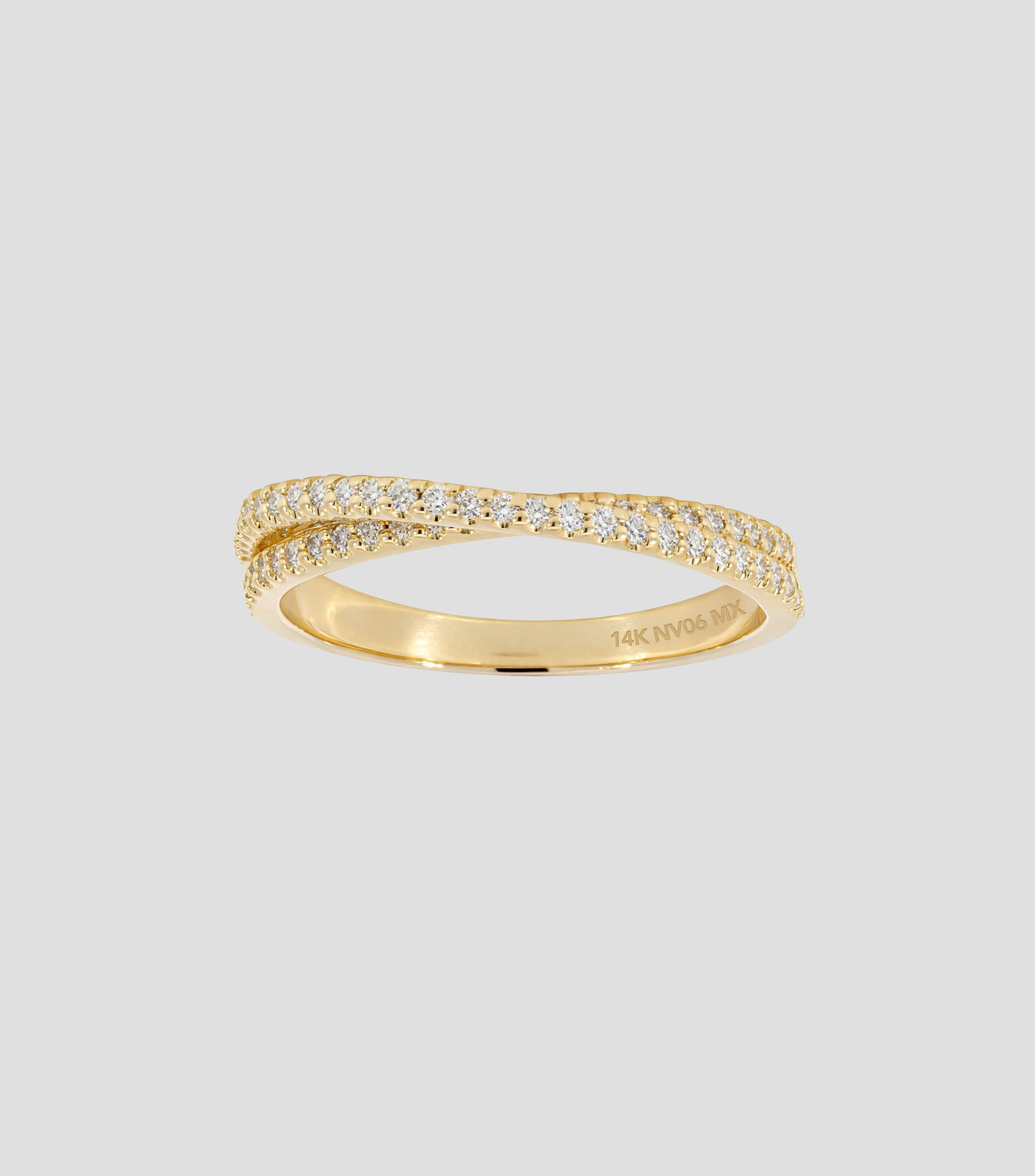 Anillo en Oro amarillo de 14 Kilates con brillantes Mujer