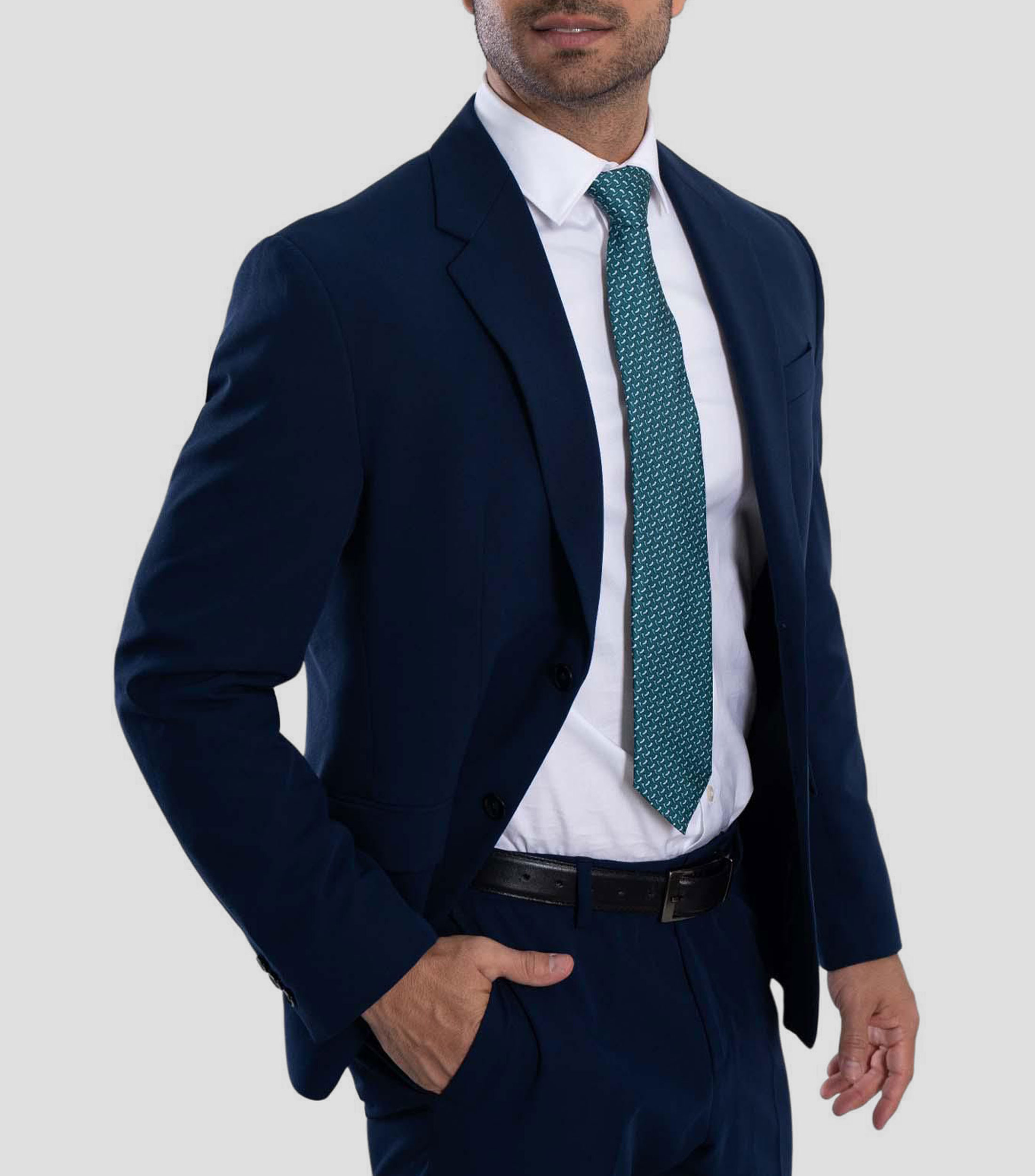 Corbata ancha de seda verde esmeralda con estampado de chiles de México