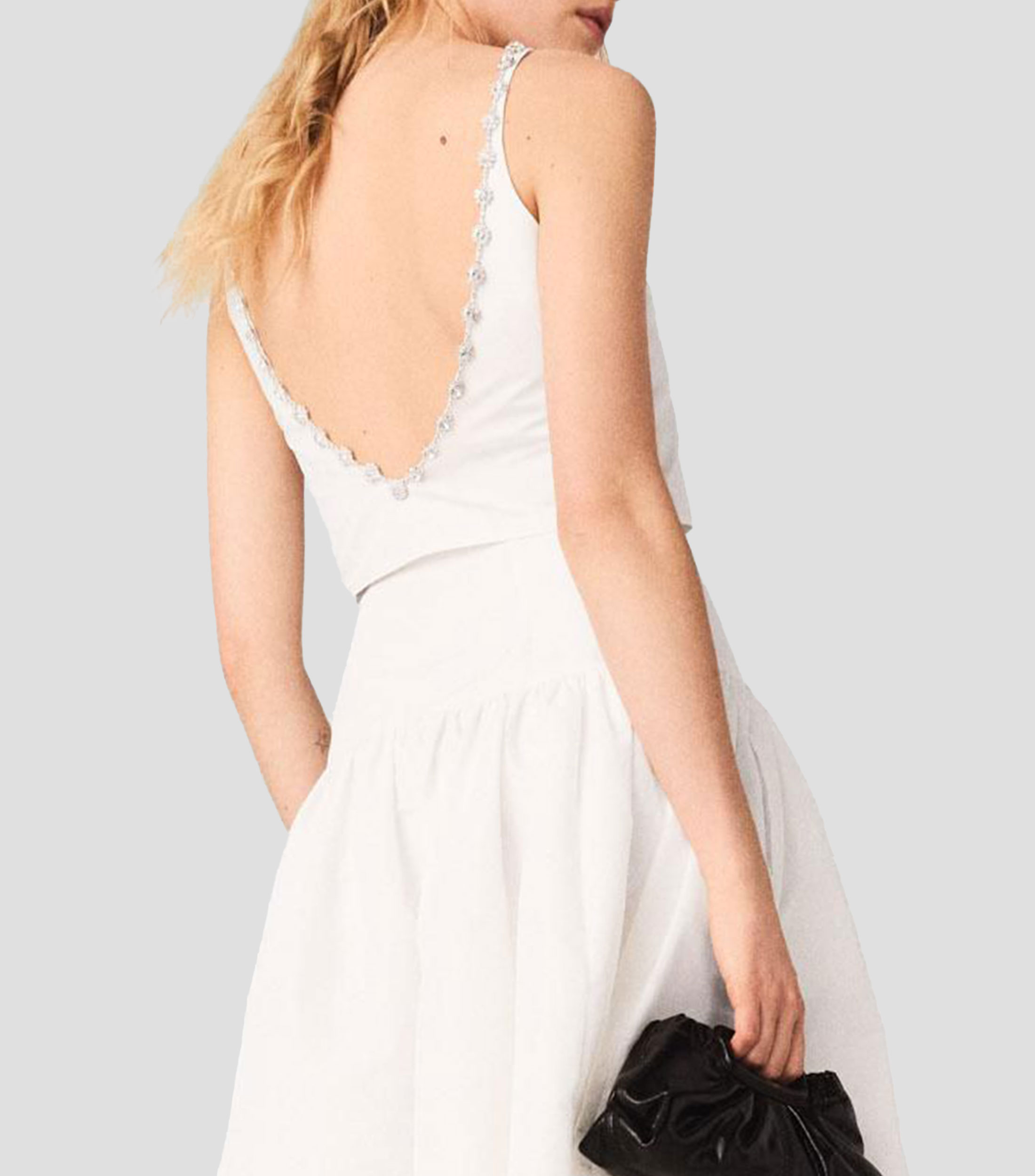 Top cuello redondo sin mangas liso Mujer
