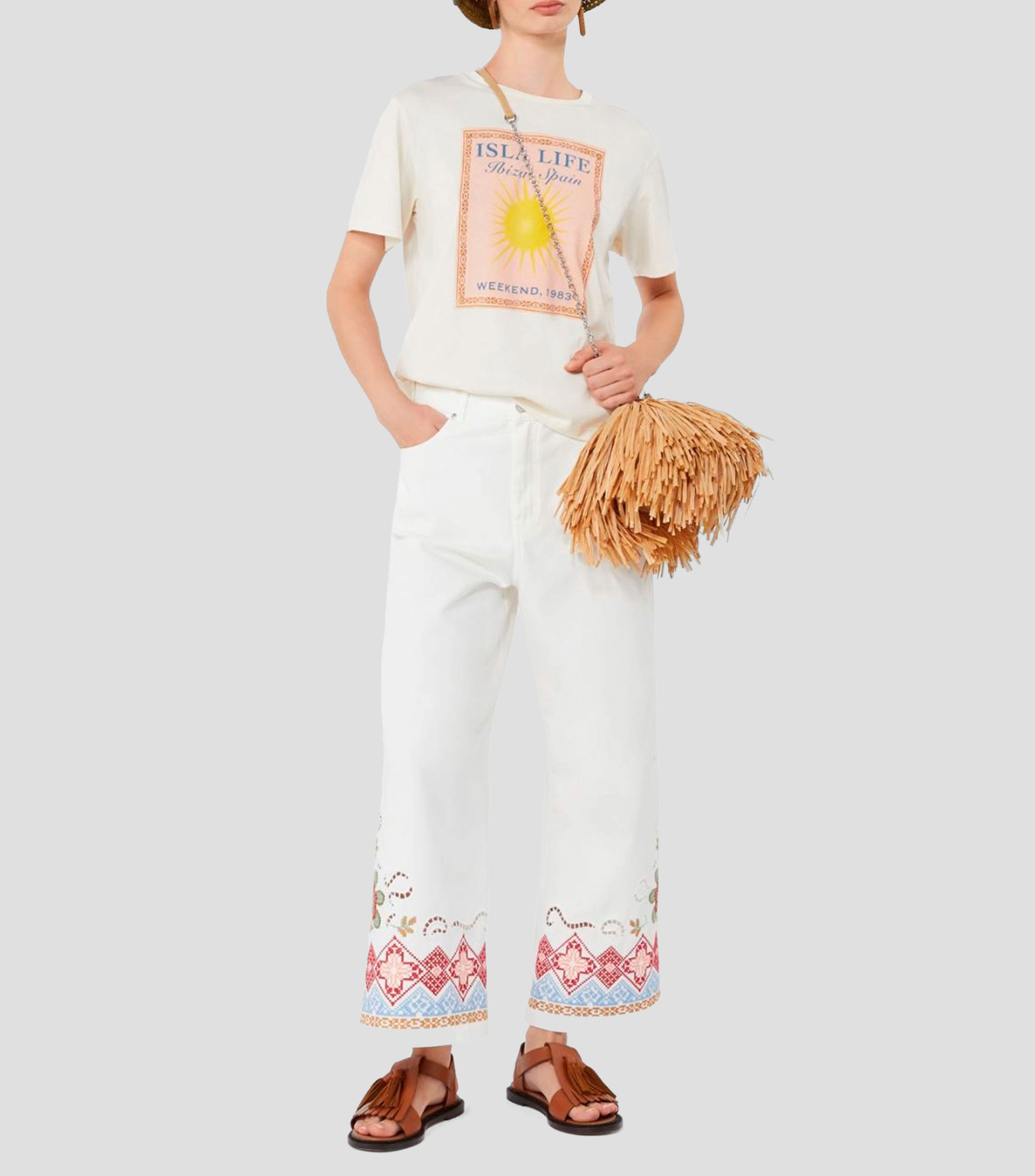 Playera cuello redondo manga corta estampada Mujer