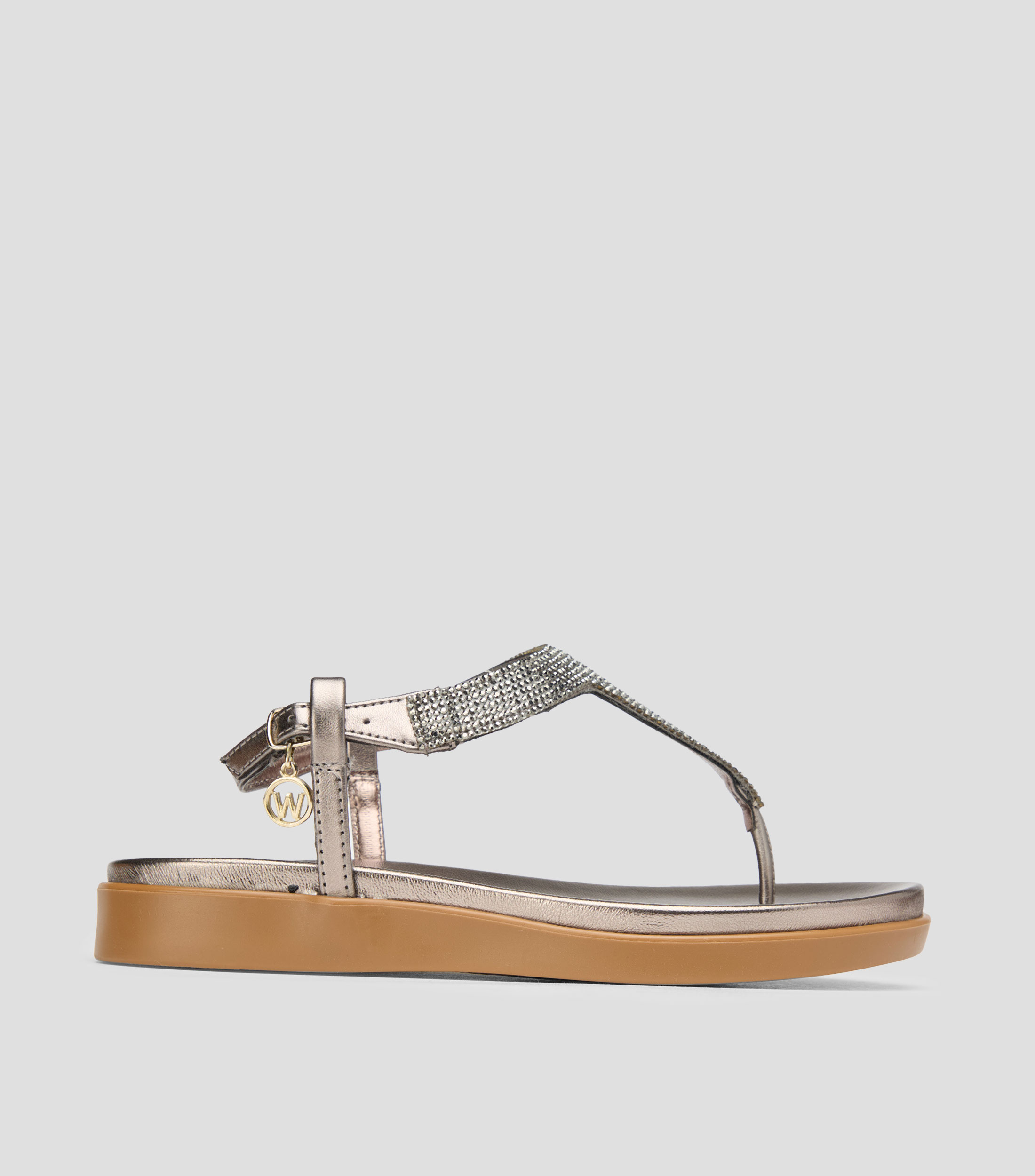 Sandalias planas metalizadas Mujer