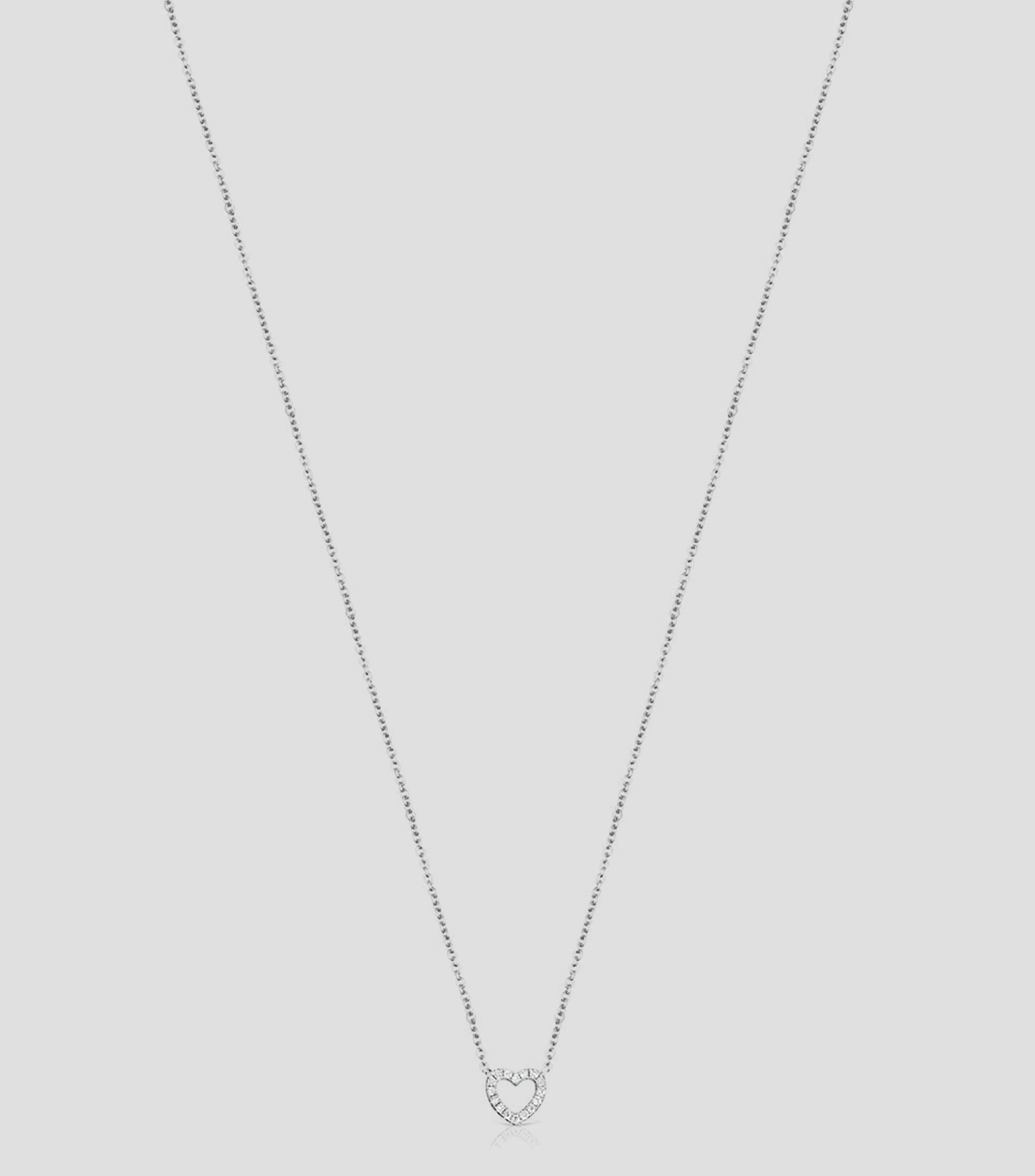Collar con corazón en oro blanco de 18 Kilates y diamantes Les Classiques Mujer