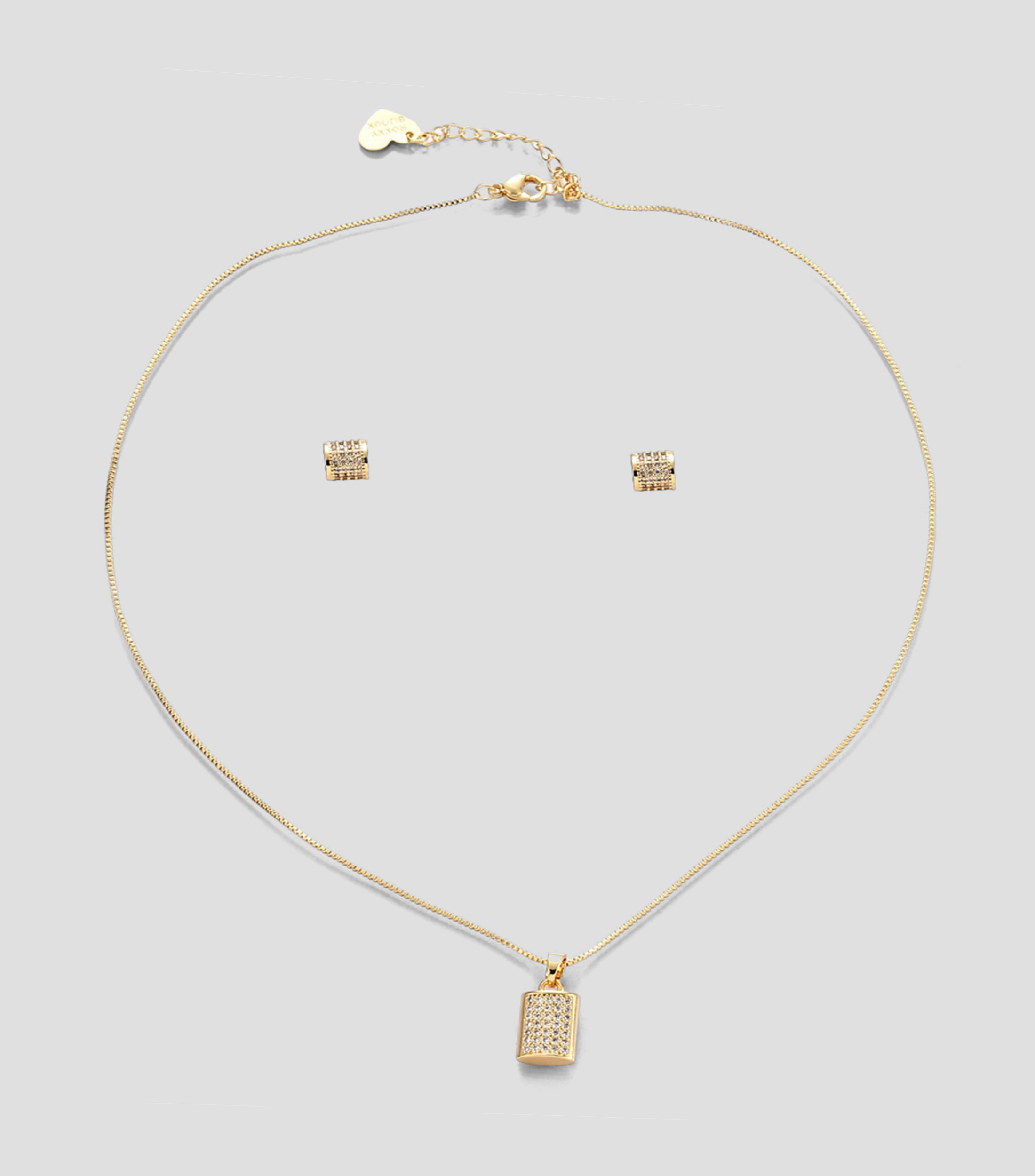 Set de collar y aretes en forma rectangular Mujer