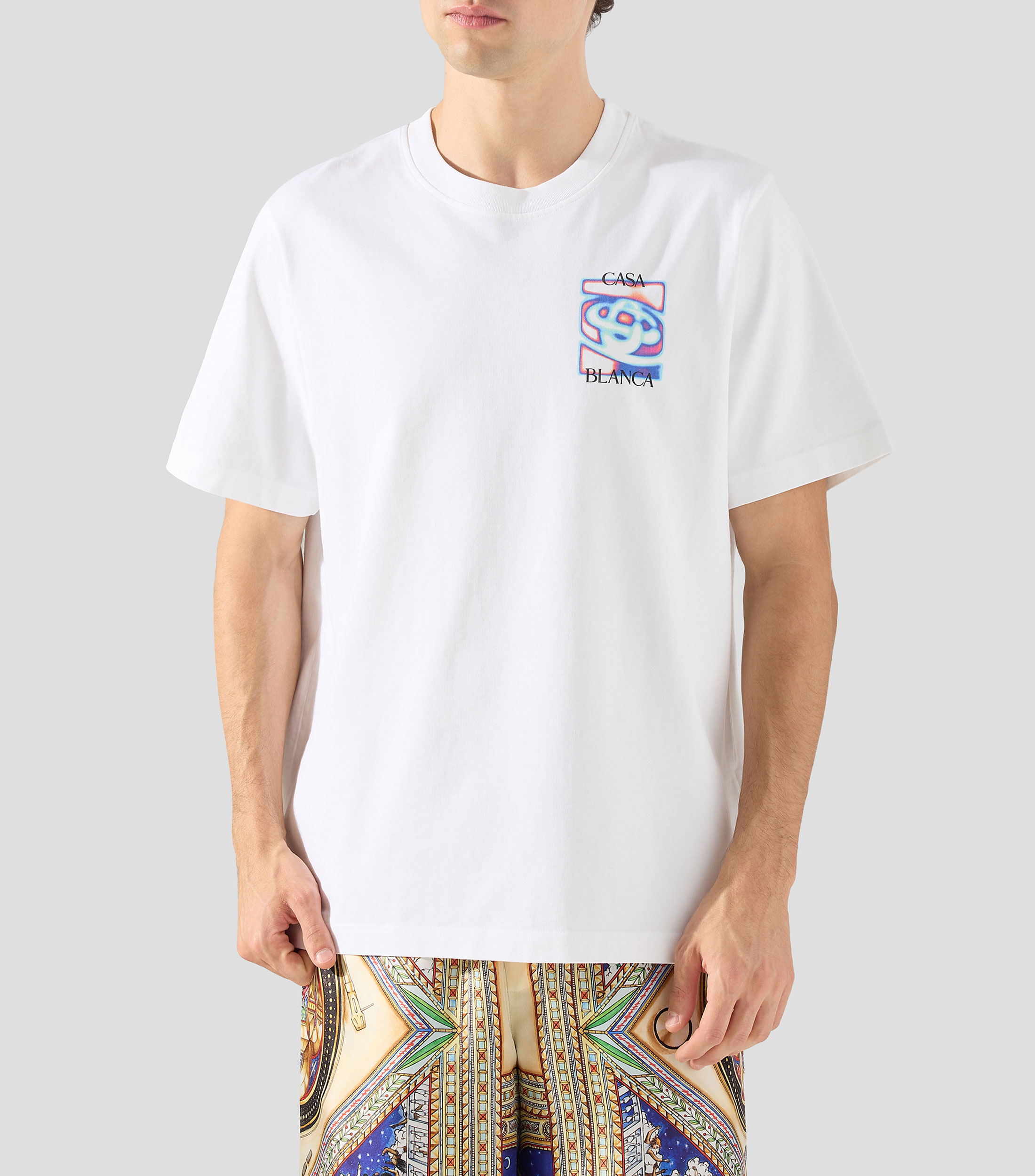 Playera de cuello redondo con manga corta estampada Hombre