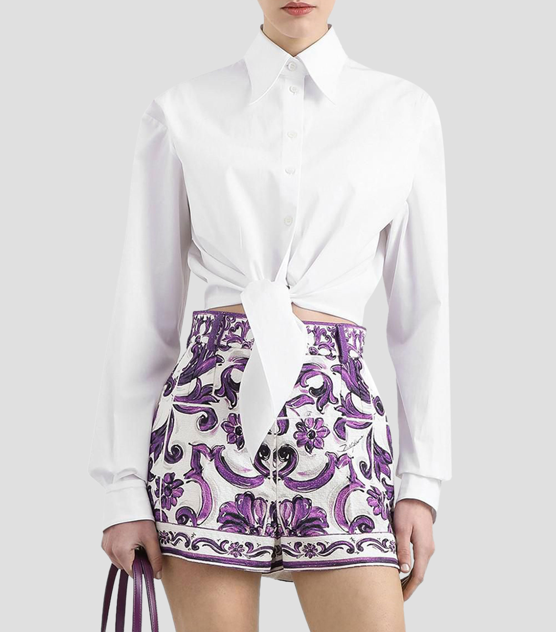 Camisa de popelina manga larga Maiolica Mujer