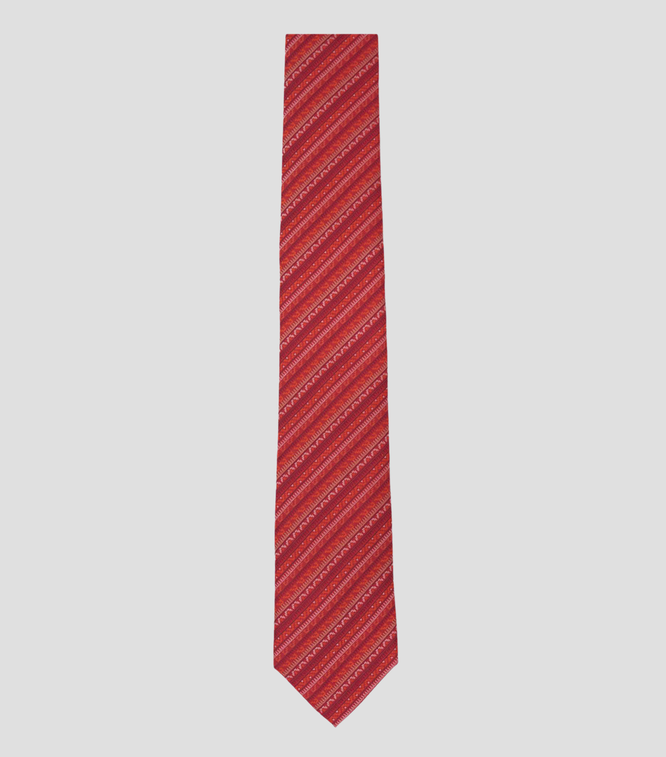 Corbata delgada de seda roja con grecas prehispánicas