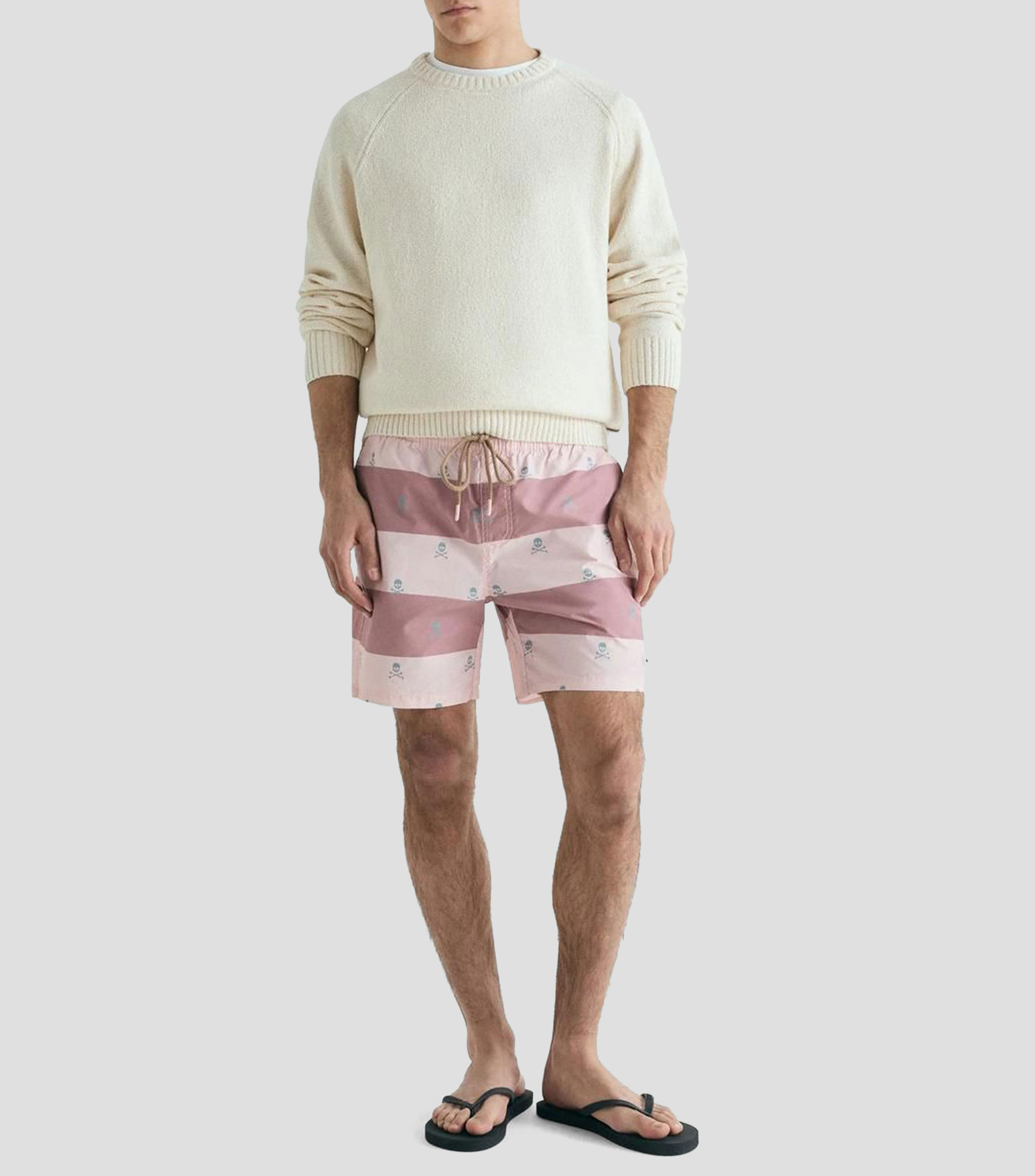 Traje de baño corto Skull rayas Hombre