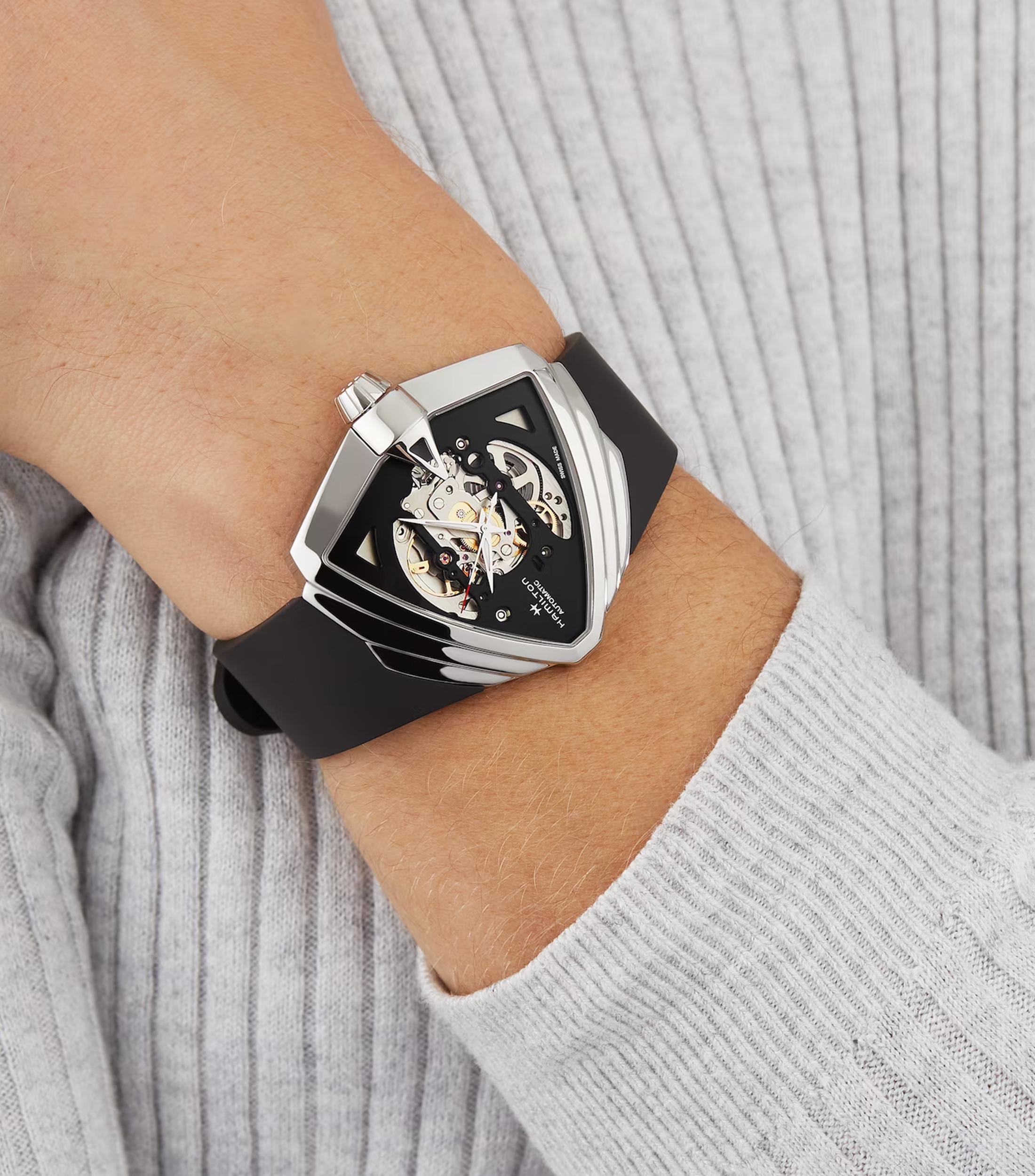 Reloj para Hombre Ventura casual plateado, negro