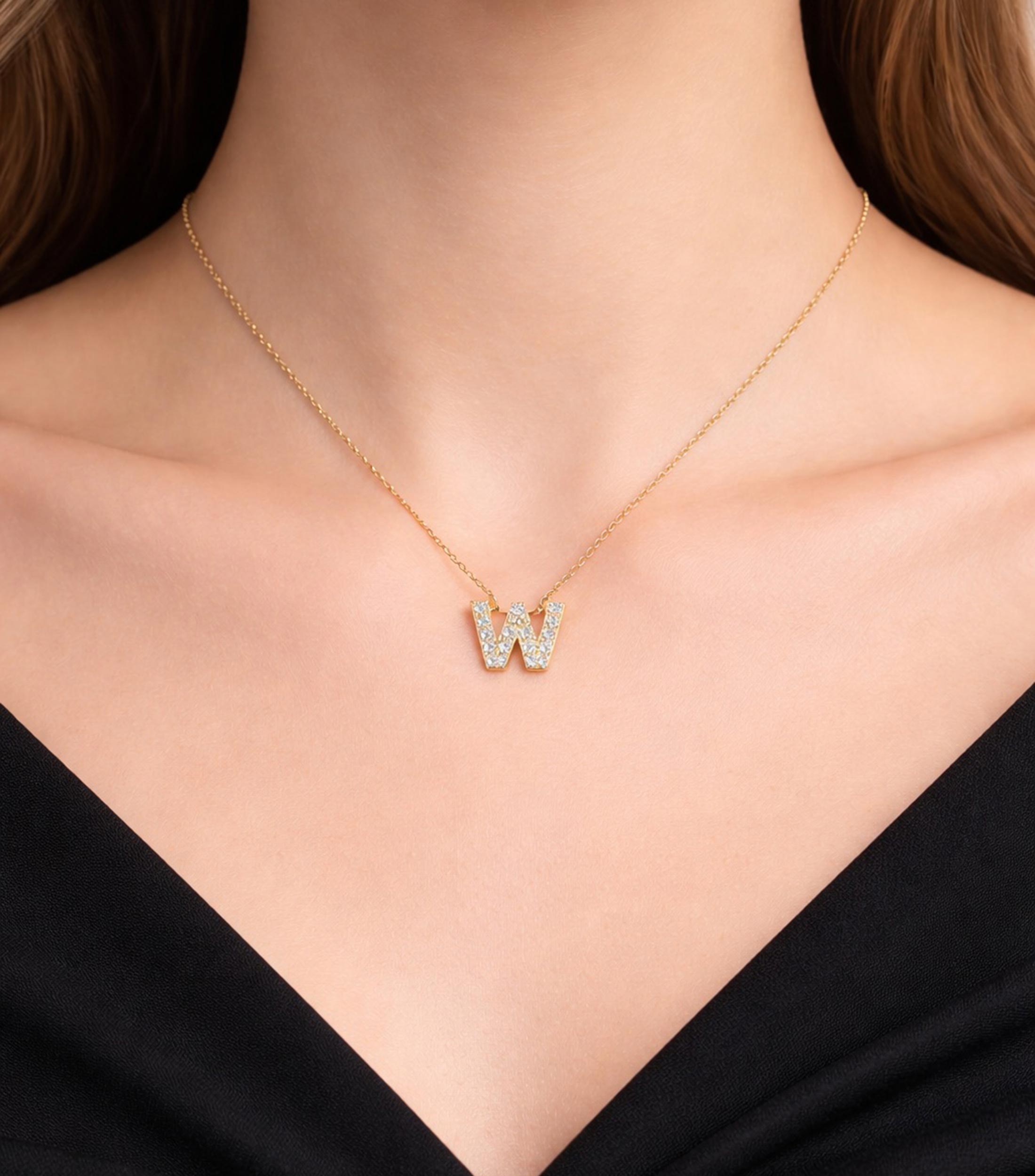 Collar "W" en Oro amarillo de 18 kilates con diamantes Love Letter Mujer