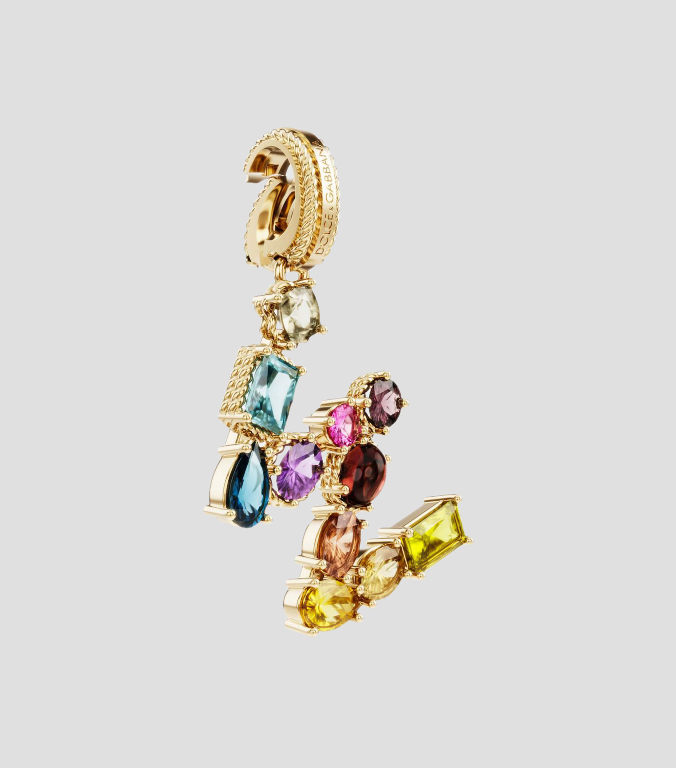 Charm letra "W" en Oro de 18 Kilates Alphabet Rainbow gemas multicolores Mujer