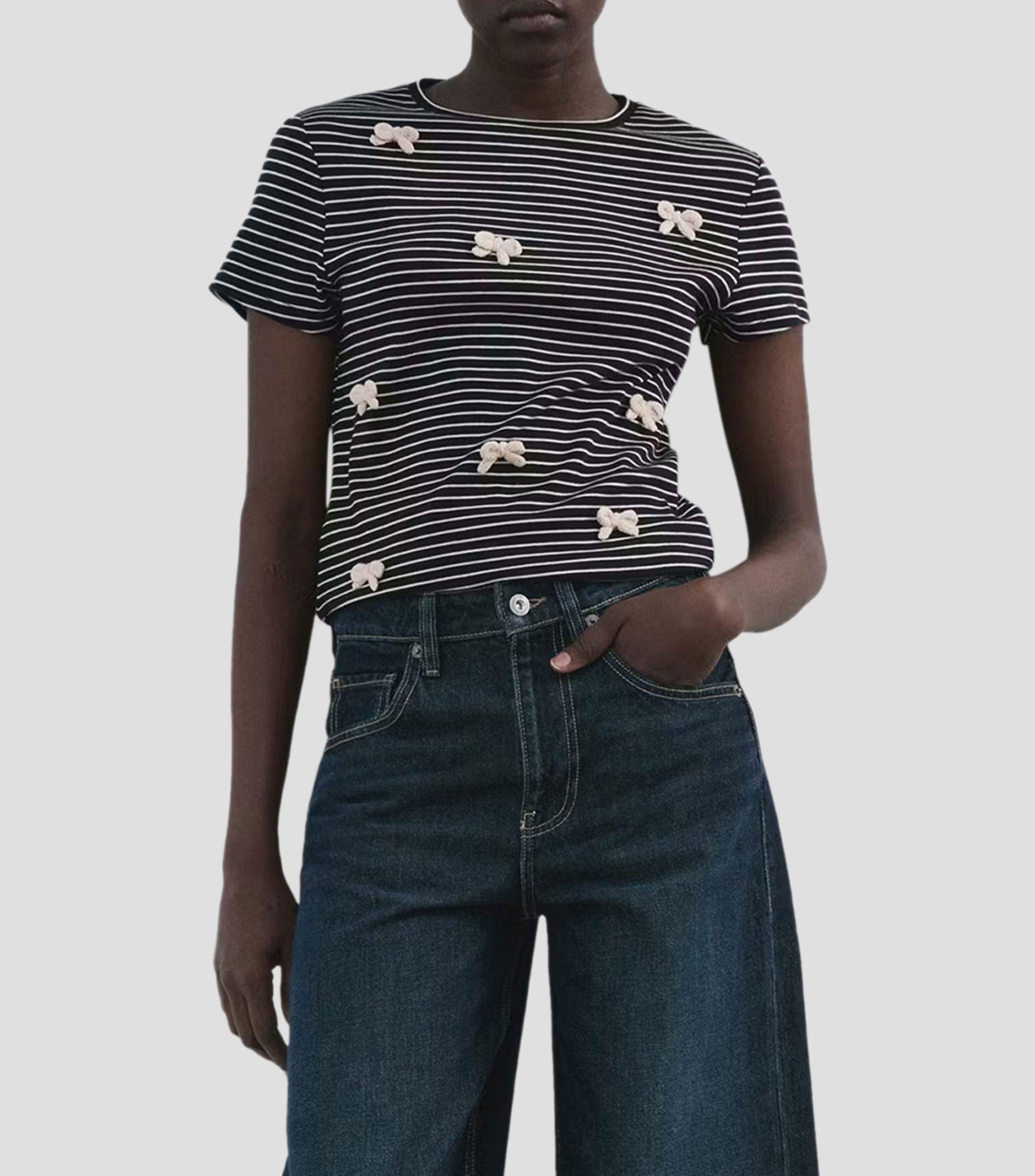 Playera cuello redondo manga corta estampada Mujer