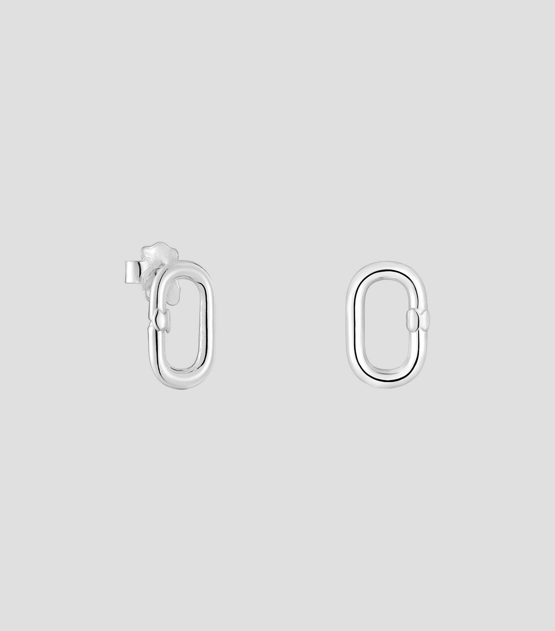 Aretes ovalados en plata Hold Mujer