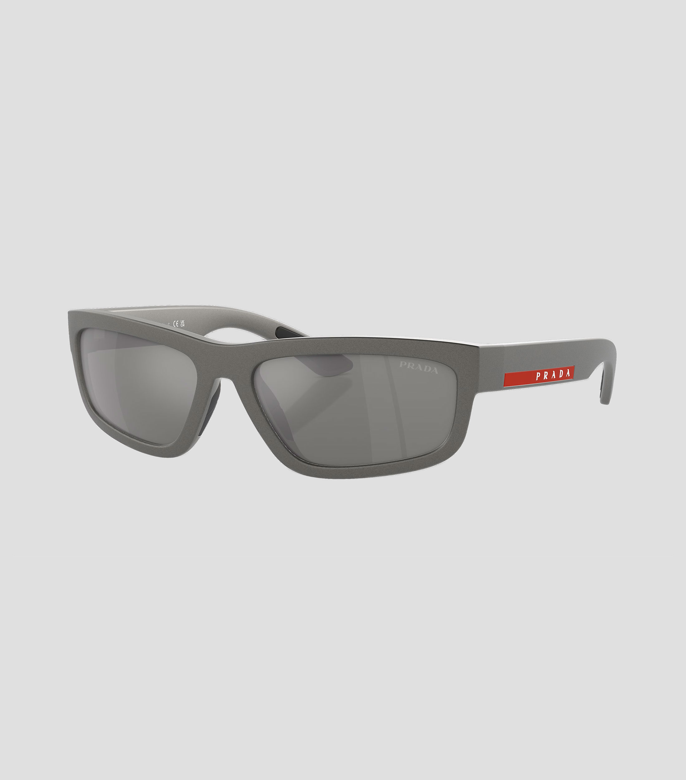 Lentes de sol rectangulares gris metálico Hombre